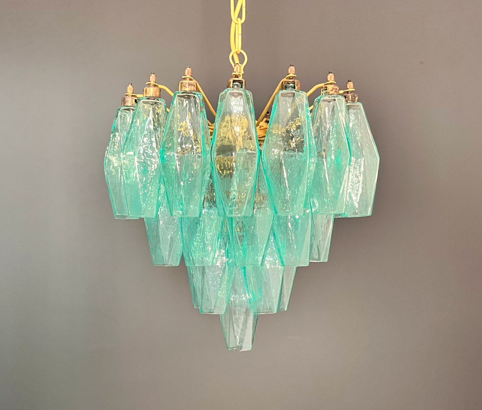 Elegant Murano Turquoise Poliedri Chandelier   Carlo Scarpa Design photo 980.0