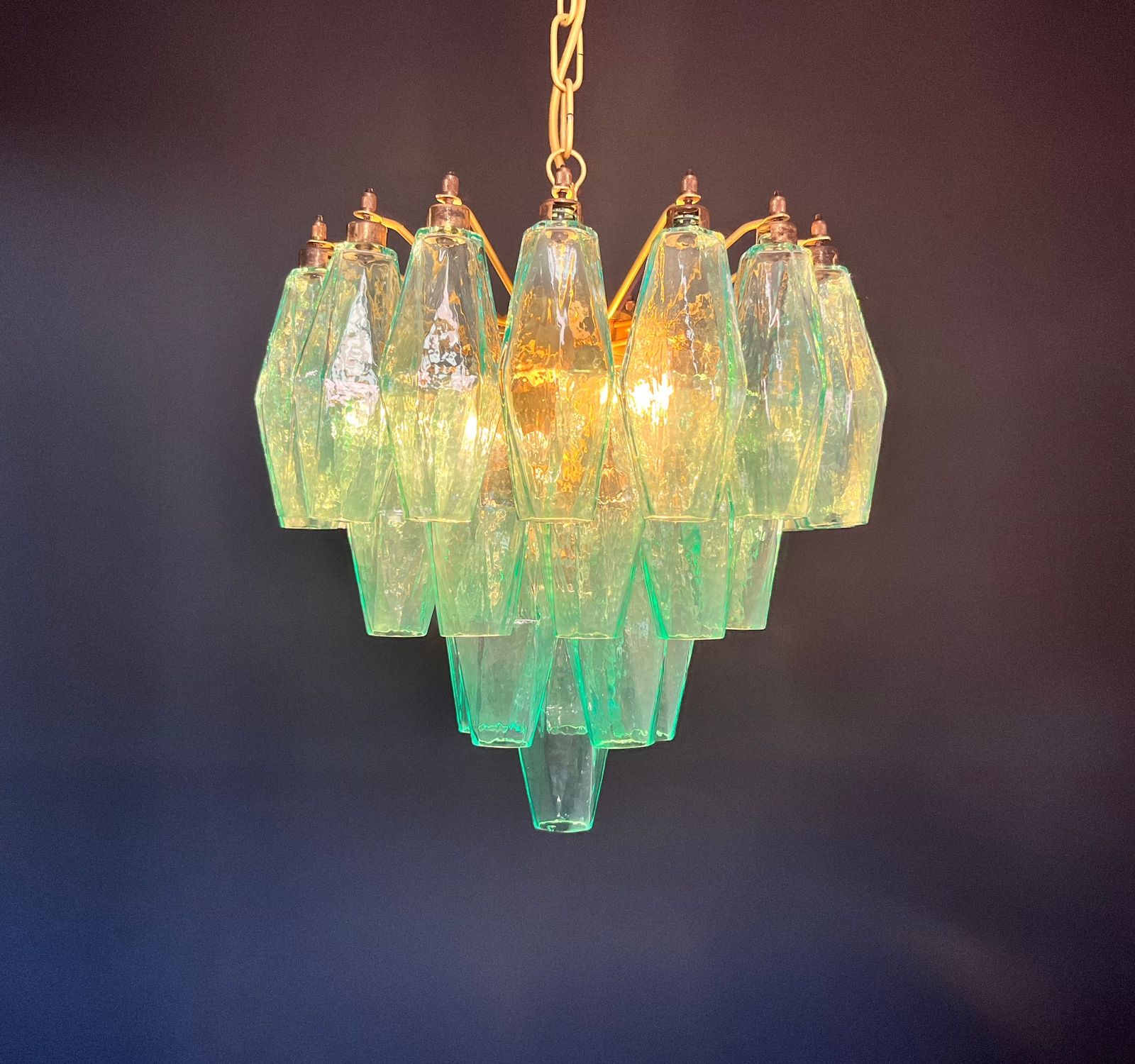 photo buy Elegant Murano Turquoise Poliedri Chandelier   Carlo Scarpa Design