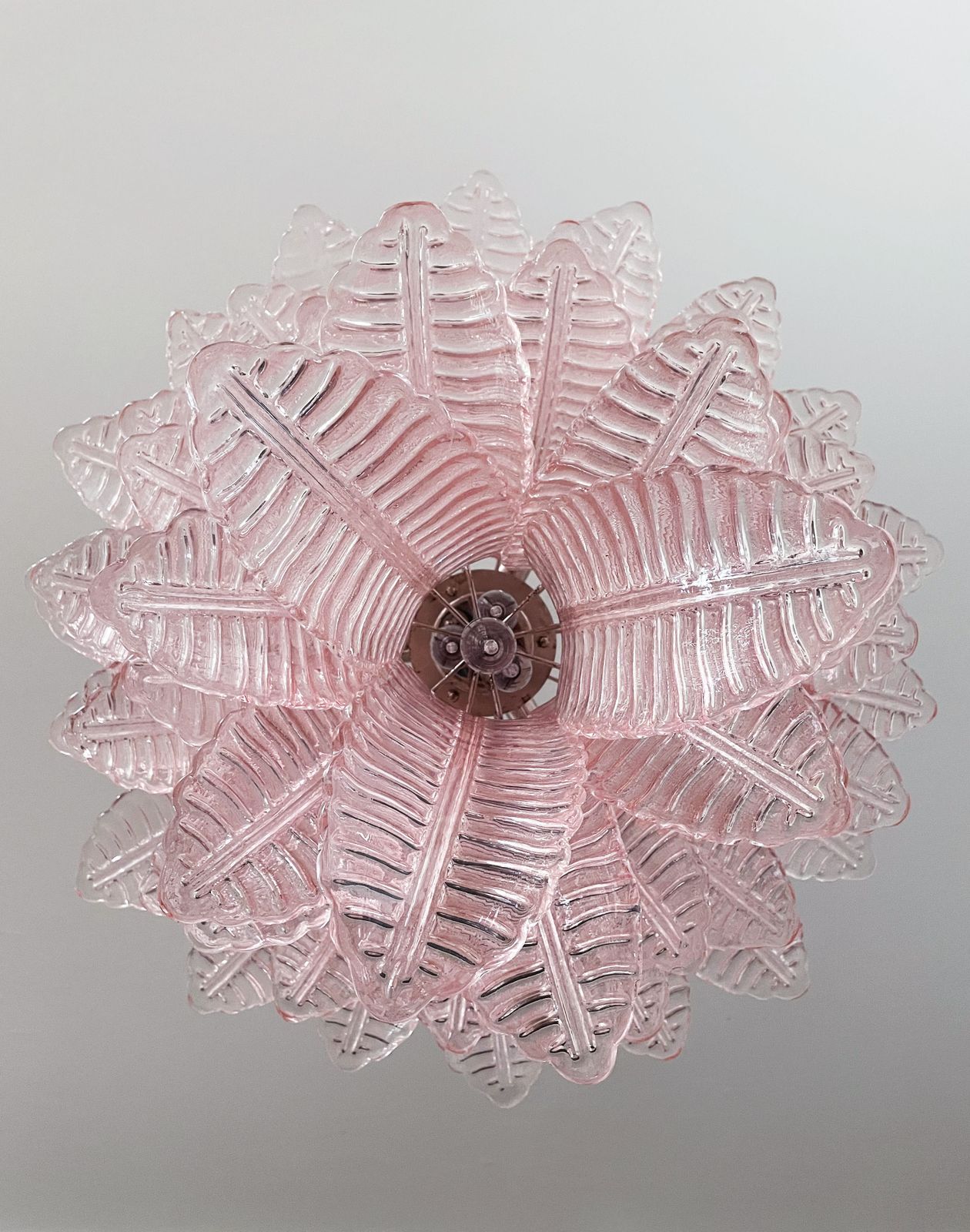 Huge Italian Murano Six Tier Pink Felci Glass Chandelier photo vinterior