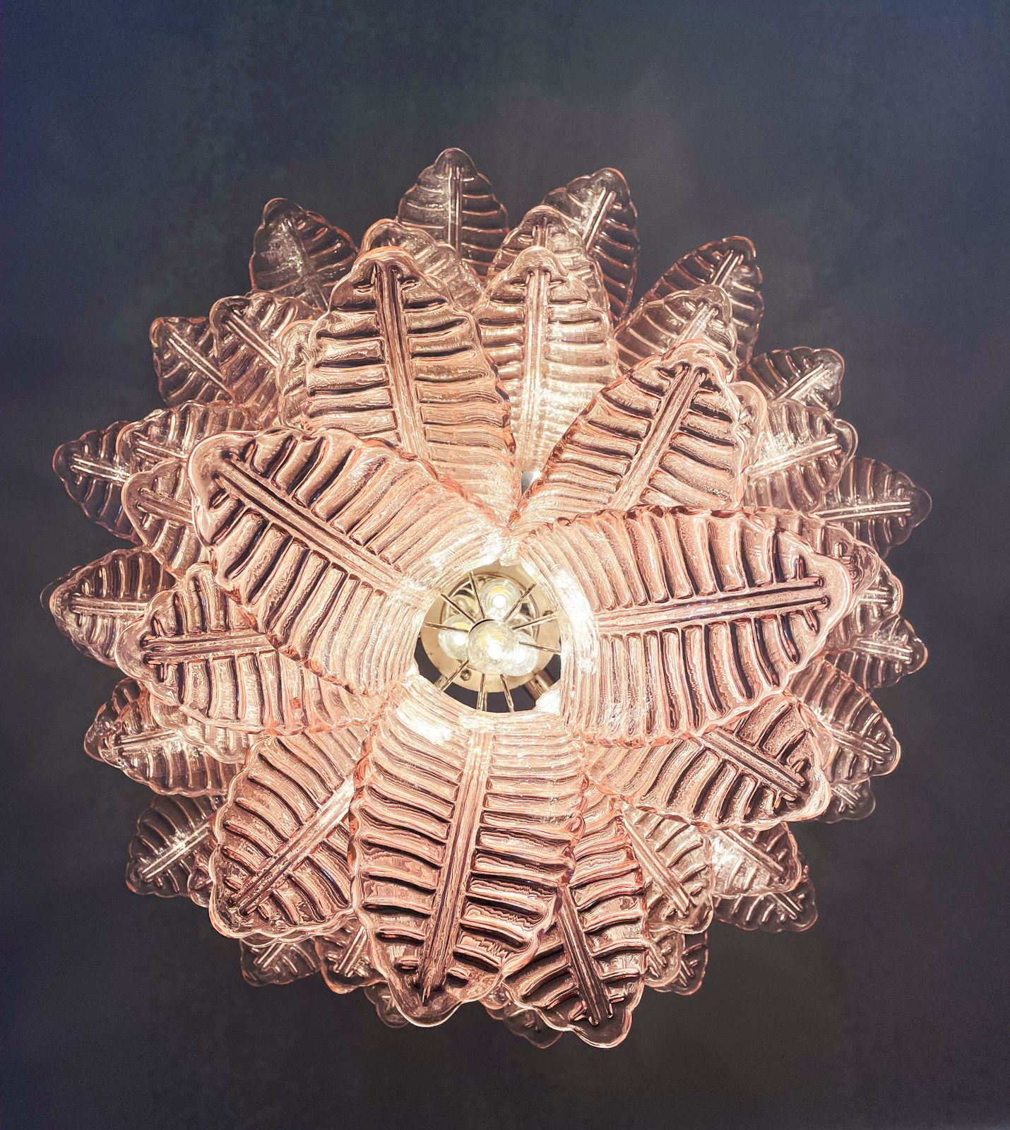 photo vinterior Huge Italian Murano Six Tier Pink Felci Glass Chandelier