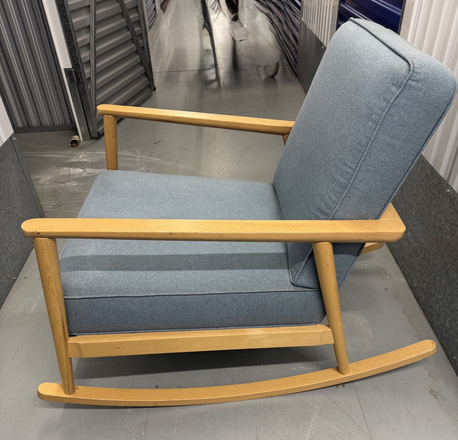 Arlo And Jacob Jemima Rocking Chair, Blue Fabric photo for sale