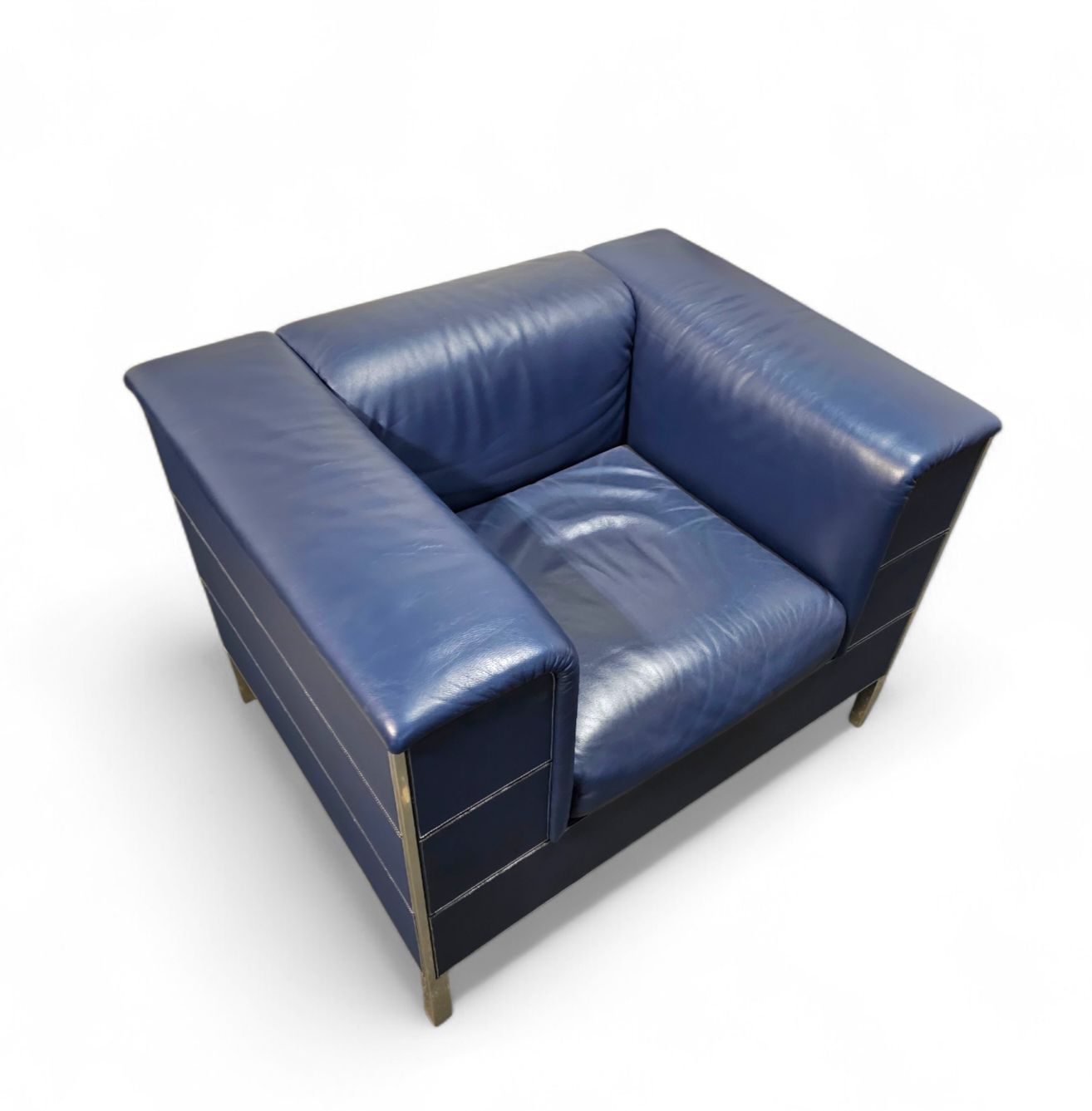 photo furniture Poltrona Frau Set / Dark Blue Leather / Talus / Sofa   Chairs   / 3 Seater / 2 X Lounge Chair