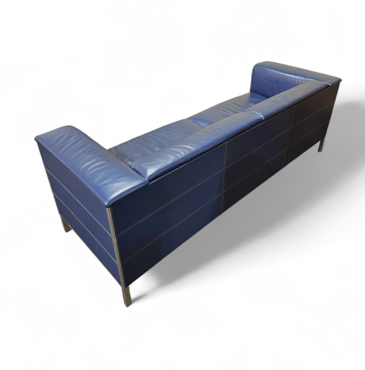 photo vinterior Poltrona Frau Set / Dark Blue Leather / Talus / Sofa   Chairs   / 3 Seater / 2 X Lounge Chair