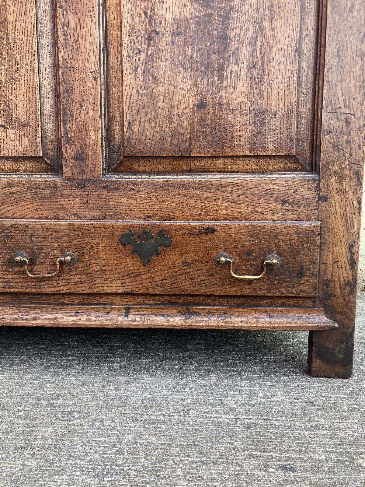 photo for sale Very Large English Antique Solid Oak Mule Chest Coffer With Drawers From 1790