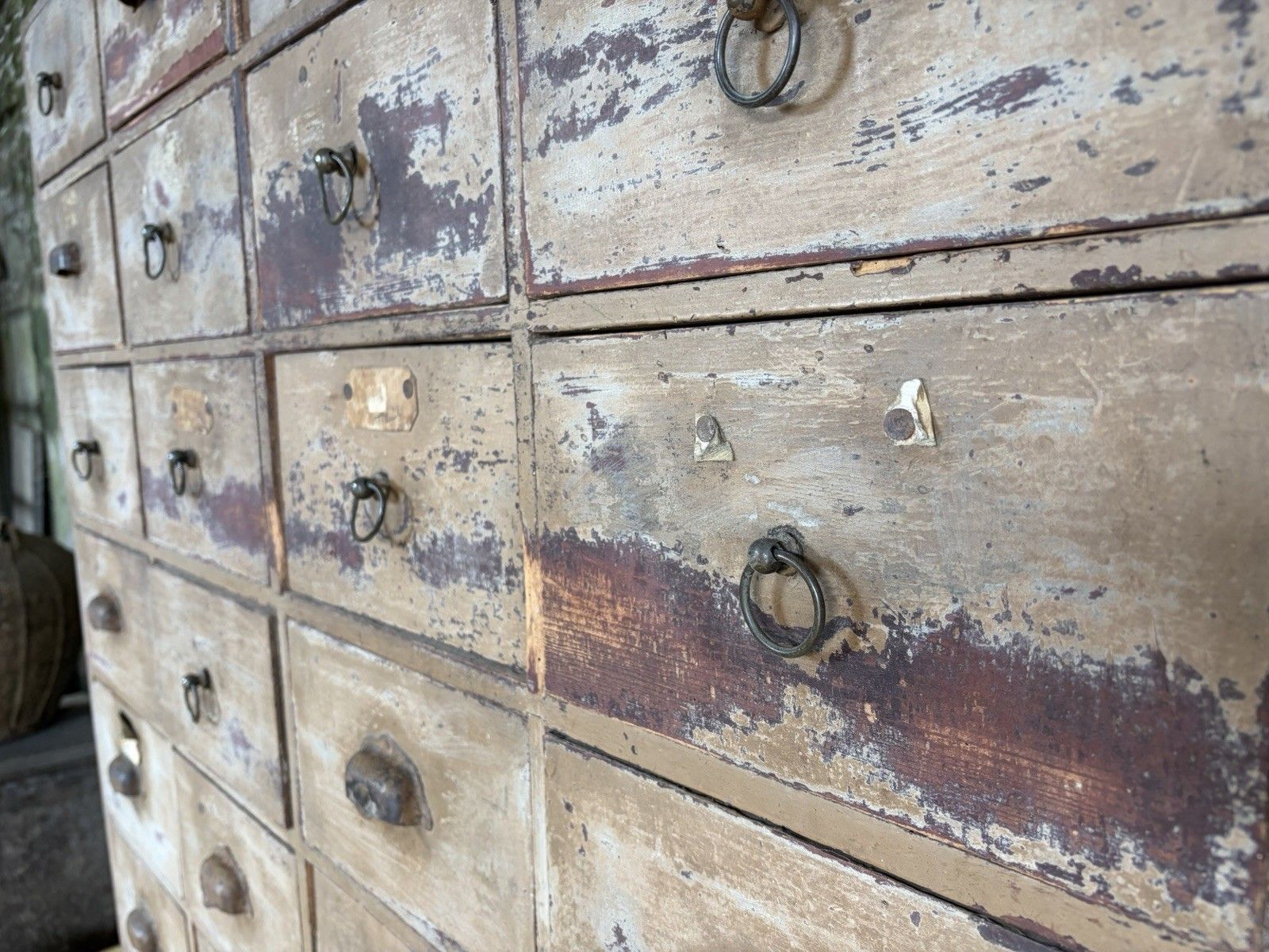 Large French Apothecary Cabinet, 38 Drawers, Original Paint & Labels, Tarn C.1900–1920 photo buy