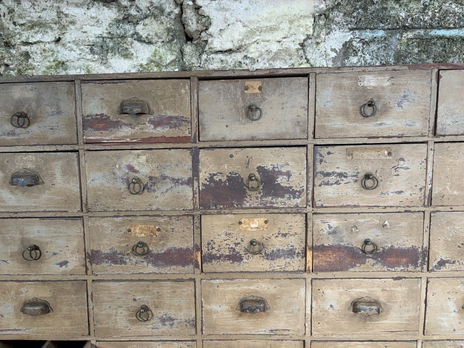 1795.0 Large French Apothecary Cabinet, 38 Drawers, Original Paint & Labels, Tarn C.1900–1920 photo