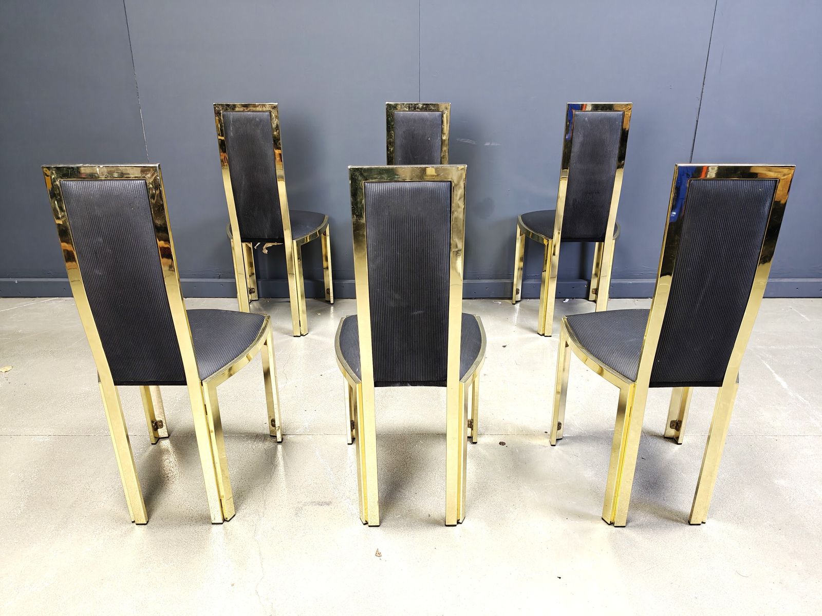 Vintage French Brass Dining Chairs, Set Of 6 photo vinterior