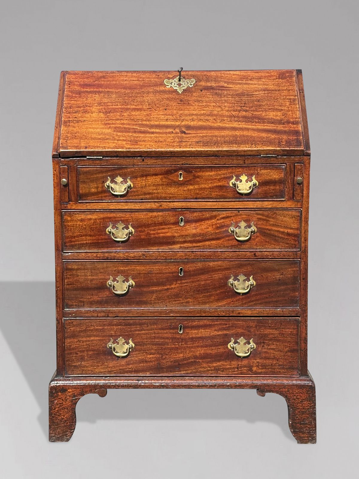 Diminutive 18th Century George III Period Figured Mahogany Bureau