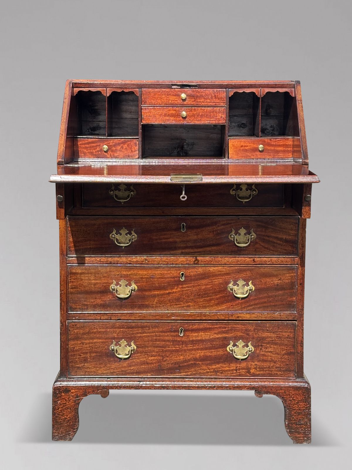 Diminutive 18th Century George III Period Figured Mahogany Bureau photo furniture