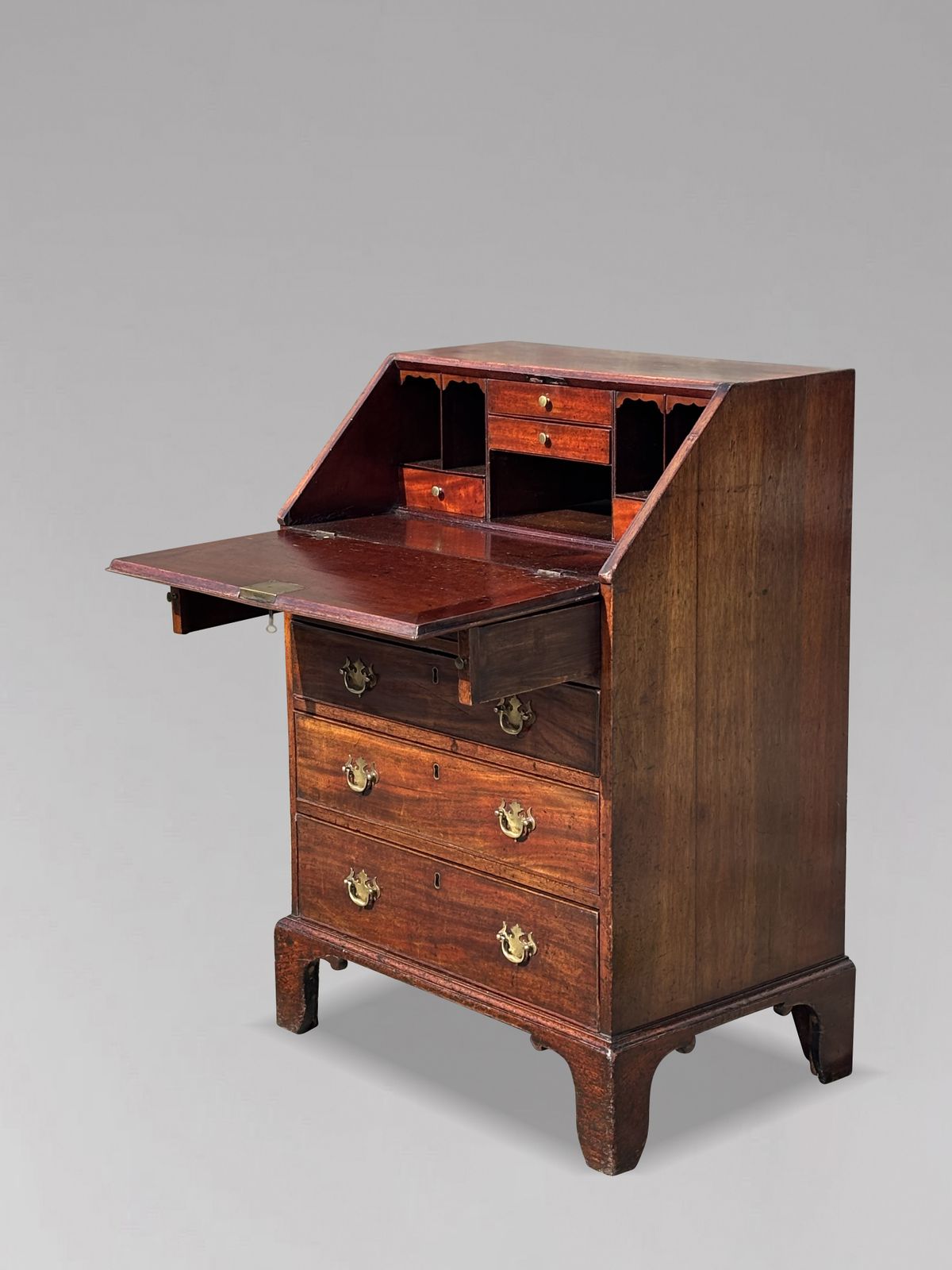 Diminutive 18th Century George III Period Figured Mahogany Bureau photo Furniture