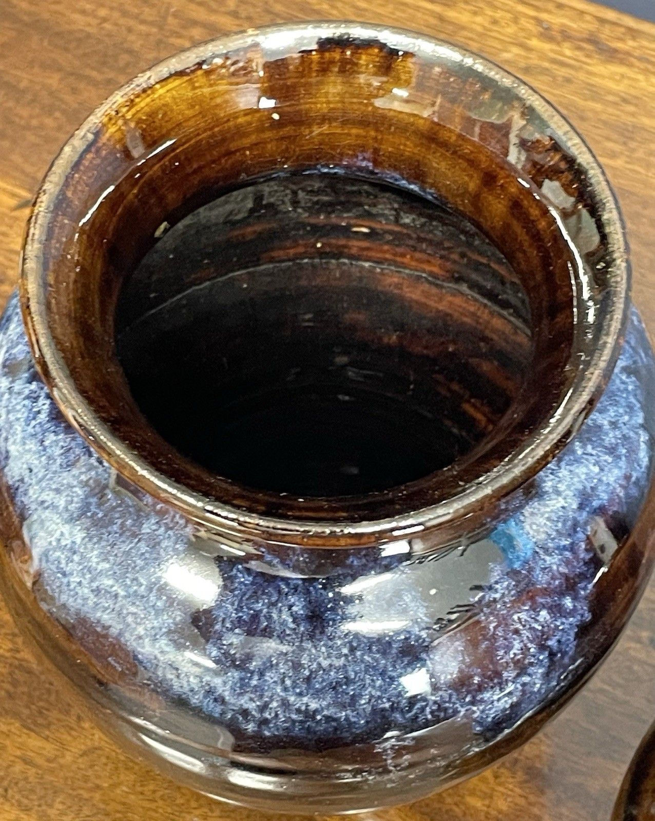 Vtg Studio Pottery Glazed Vases Large & Medium Blue Brown Loch Ness Clay Works photo vintage