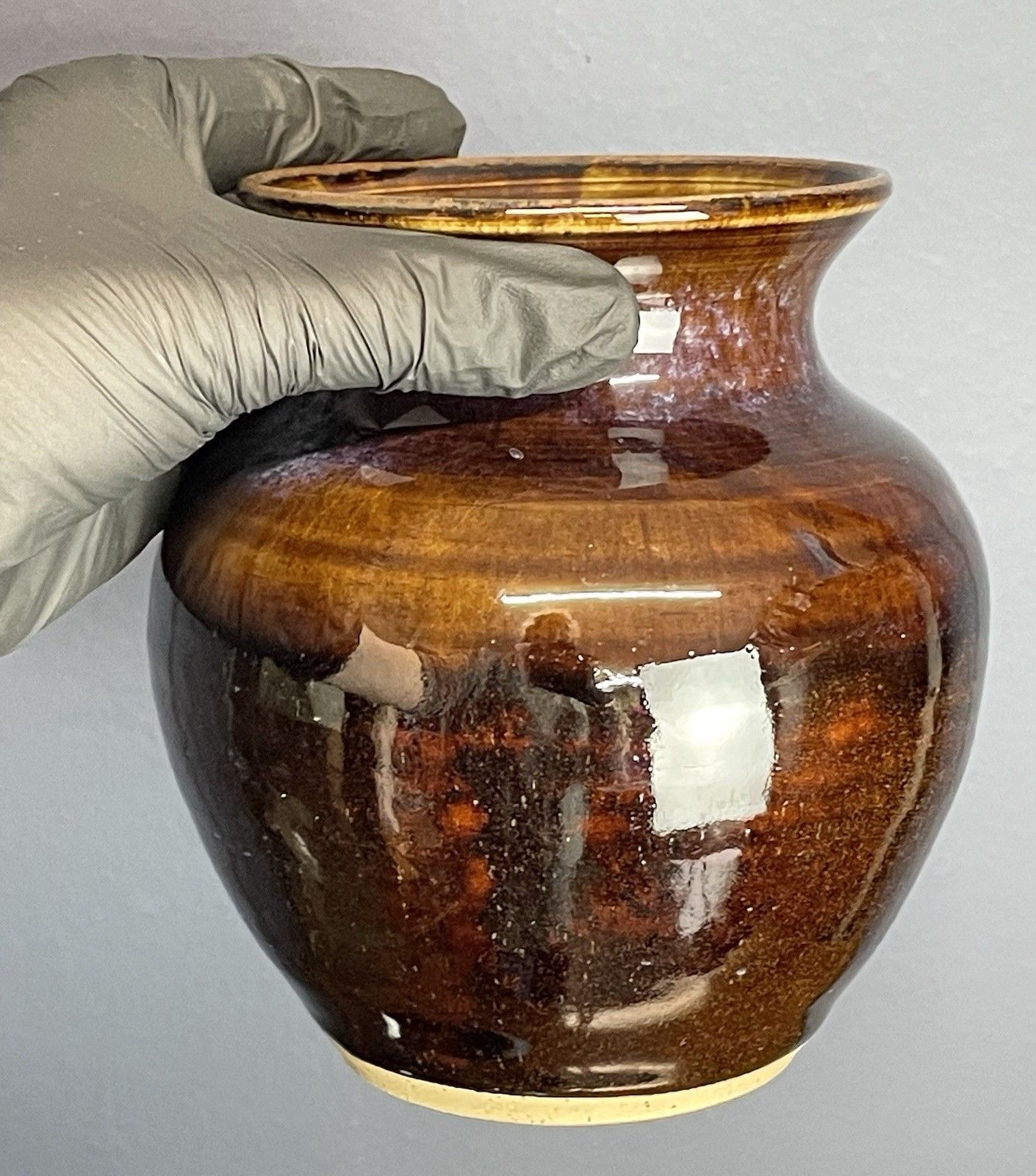 photo for sale Vtg Studio Pottery Glazed Vases Large & Medium Blue Brown Loch Ness Clay Works