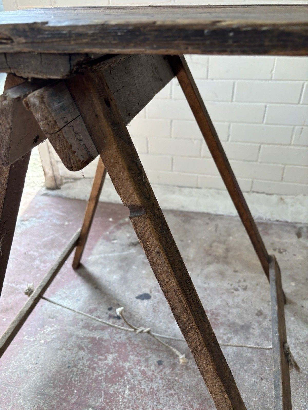 1930’s  Pine Trestle Table With Bags Of Character & A Great Size. photo 495.0