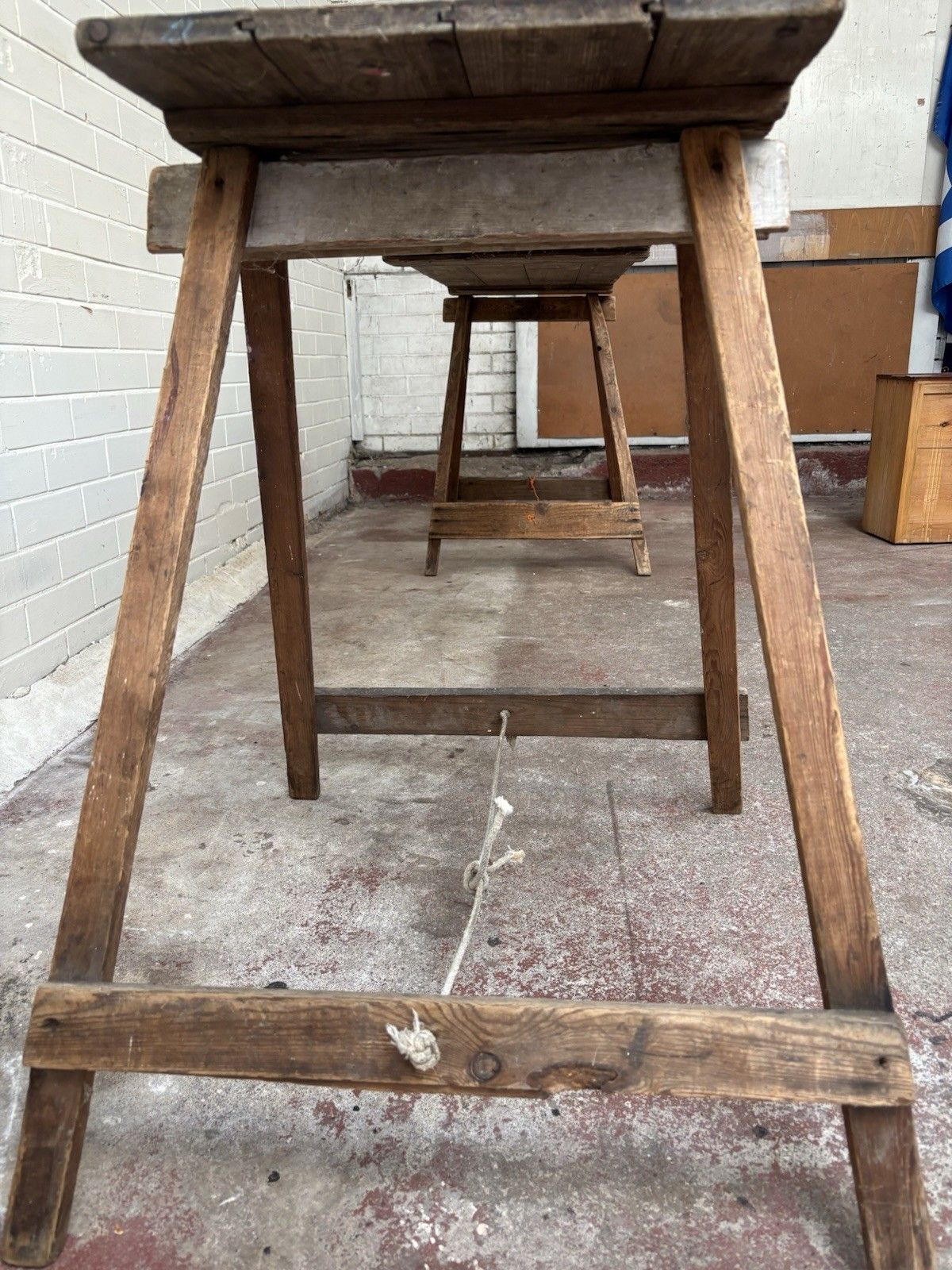 photo furniture 1930’s  Pine Trestle Table With Bags Of Character & A Great Size.