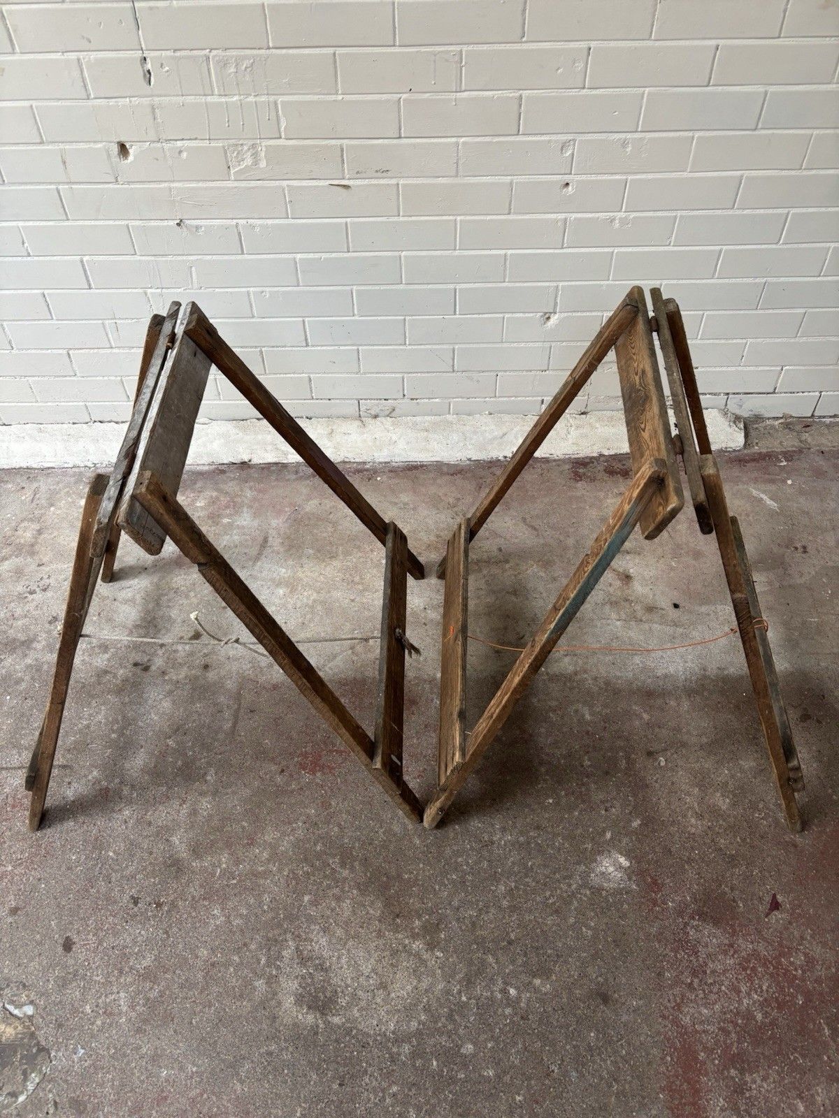 495.0 1930’s  Pine Trestle Table With Bags Of Character & A Great Size. photo