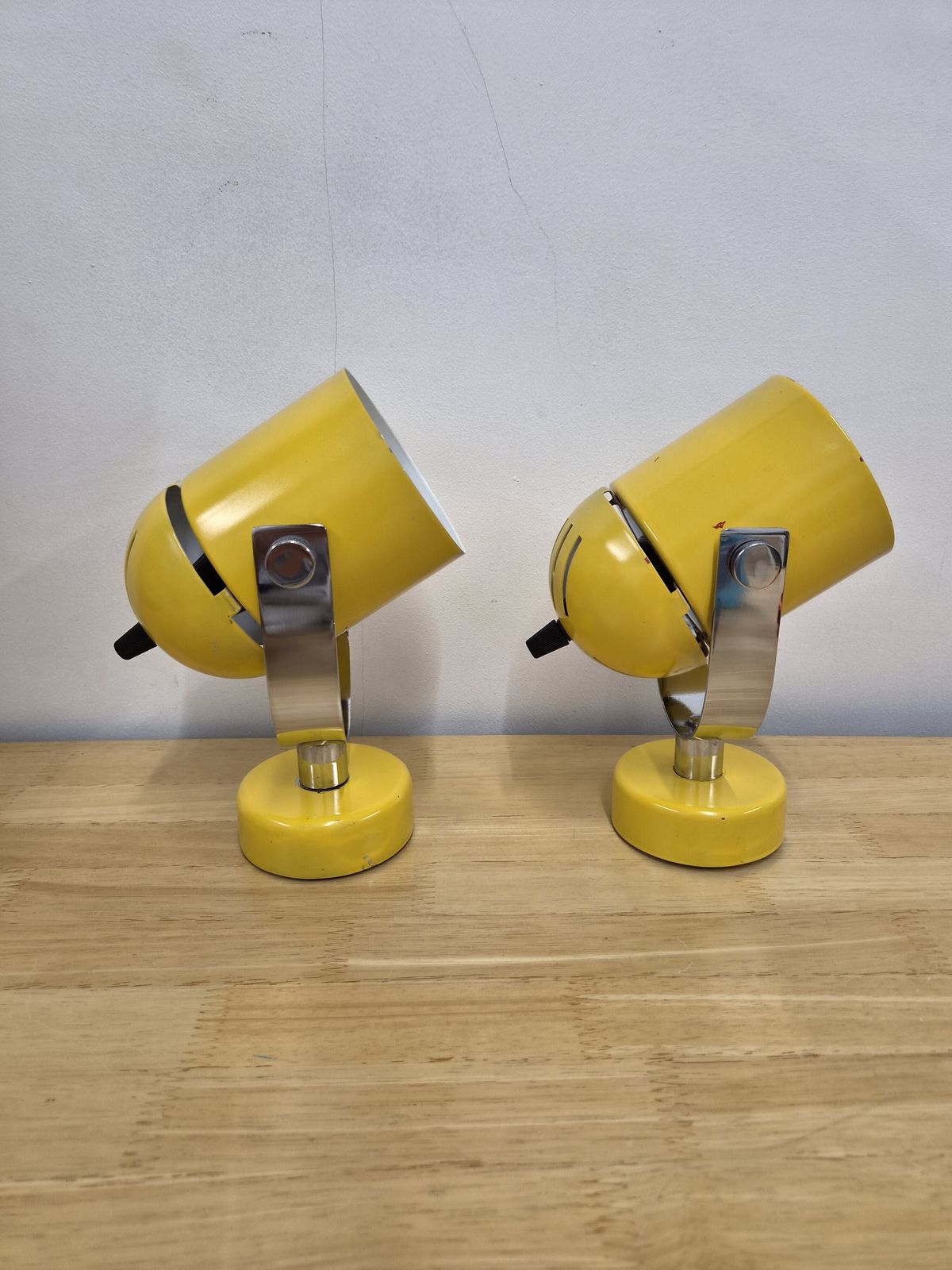 Pair Of Mid Century Stanislav Indra Spot Or Table Lamps 1970s Yellow photo Lighting