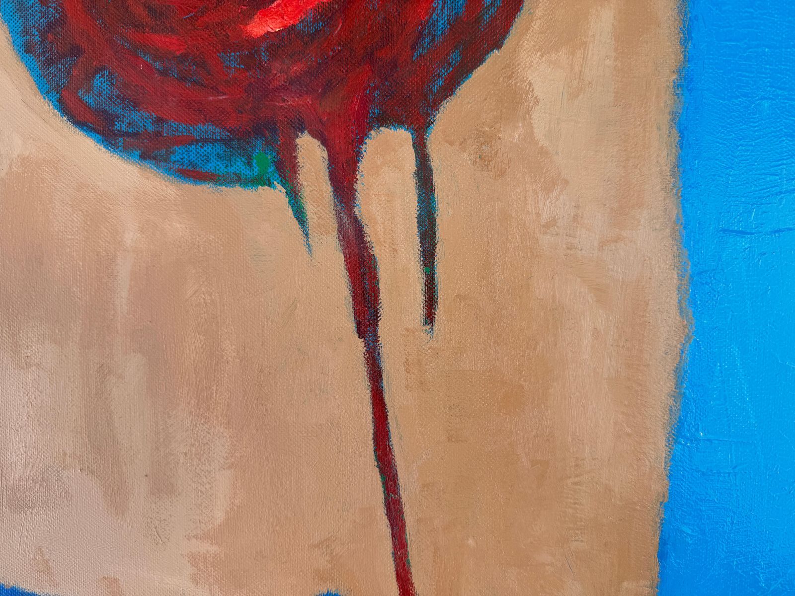 Antonio Pérez Portabella Spanish Abstract Expressionist Red Flower Painting, Acrylic On Canvas 1996 photo 1050.0