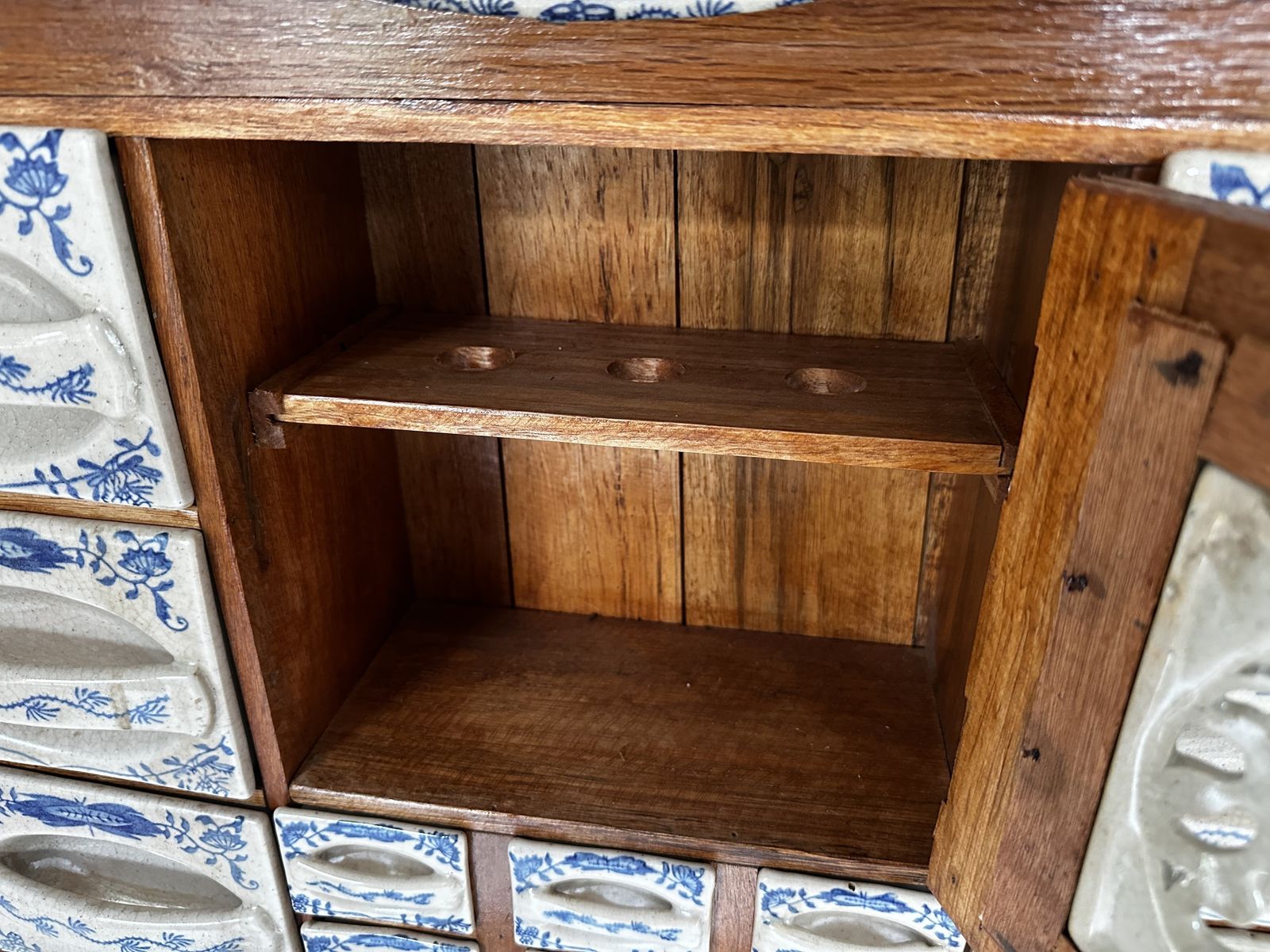 Mid Century 1960s Dutch Ceramic Porcelain Spice Rack Cabinet photo vinterior