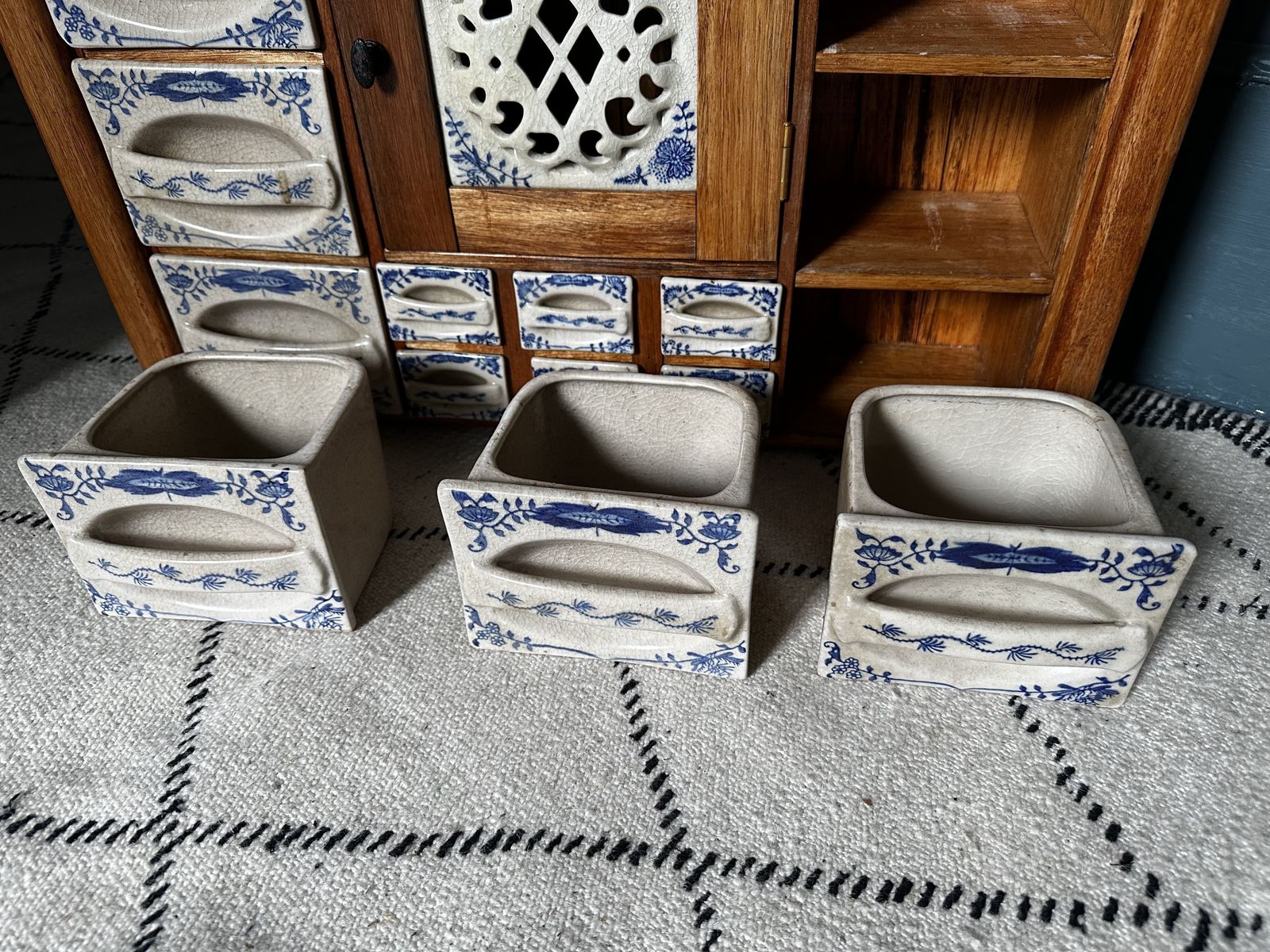 Mid Century 1960s Dutch Ceramic Porcelain Spice Rack Cabinet photo vintage