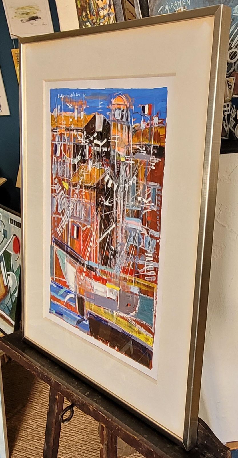 photo vinterior The Port Of Saint Tropez. Acrylic On Paper. 73cm X 57cm 1983 By Michel Godjevac