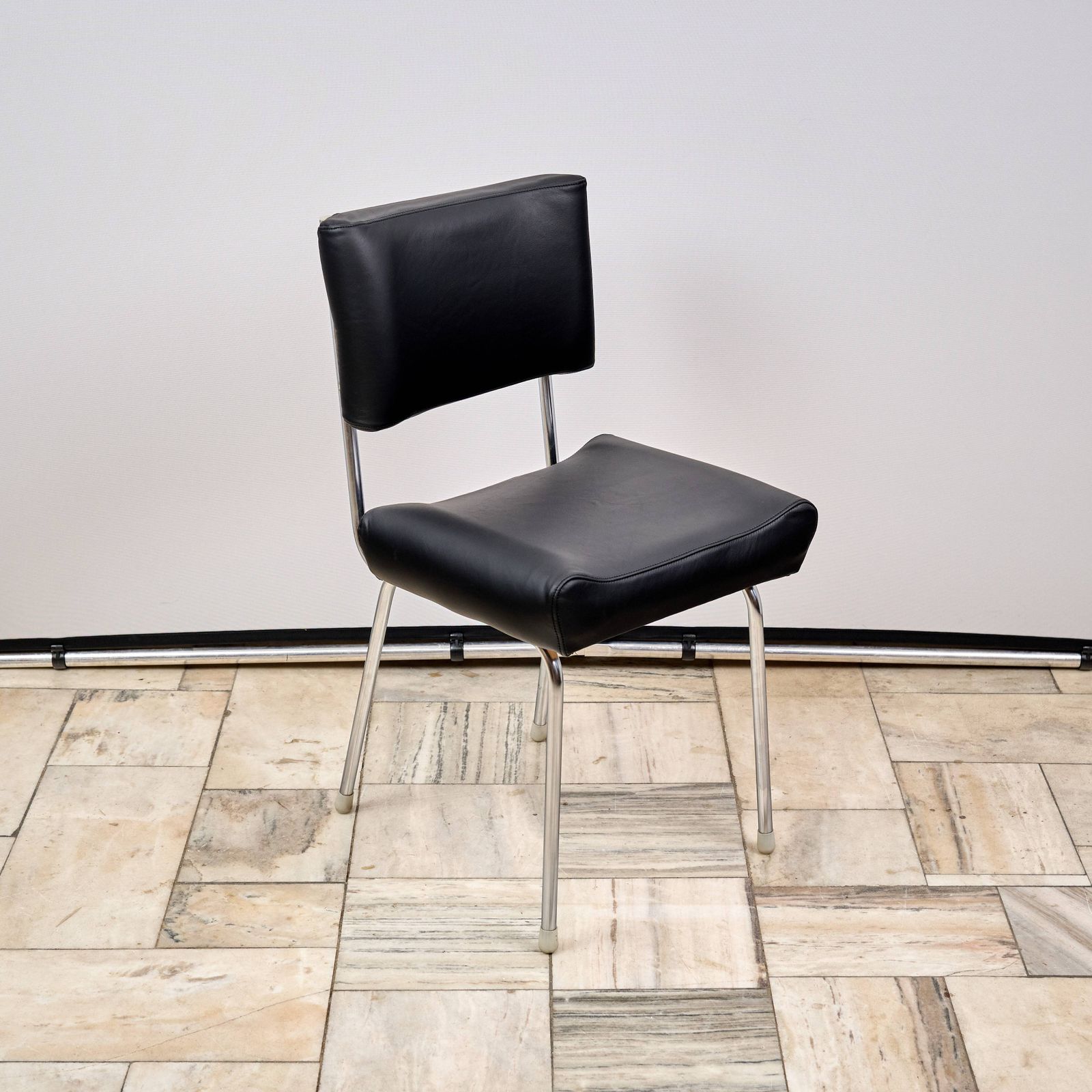 photo furniture Vintage Leather Chair With Chrome Legs, 1970s, Czechoslovakia
