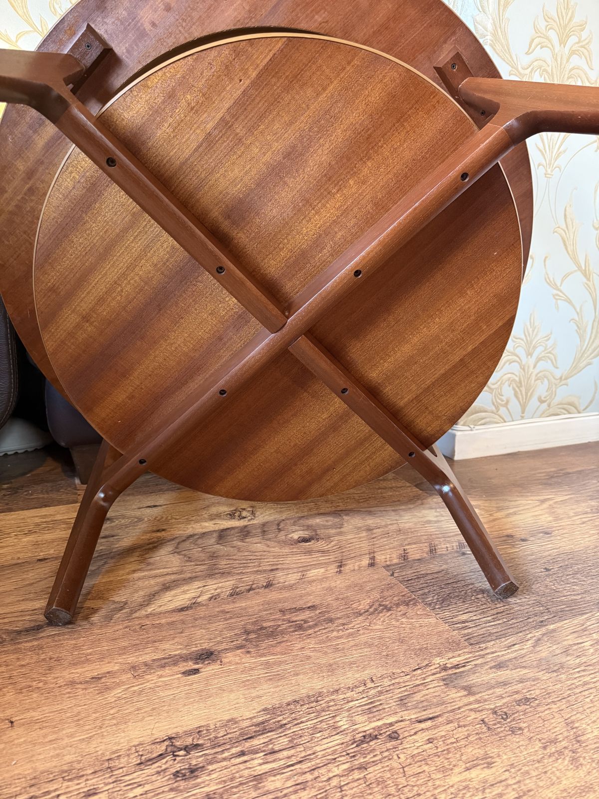 Mid Century Modern Round Coffee Table   Schreiber "Astro" Style (84cm) photo vintage