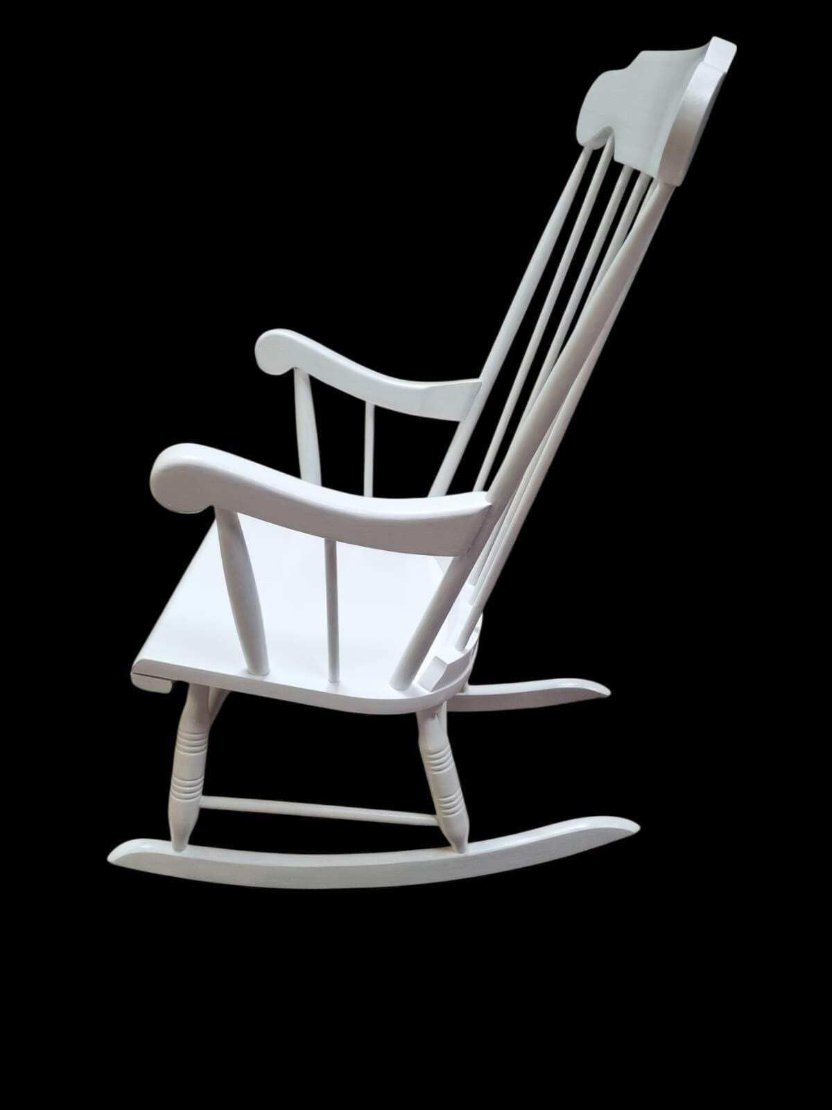 Vintage Wooden Rocking Chair / Painted White / Windsor Style / C.1970 photo vinterior