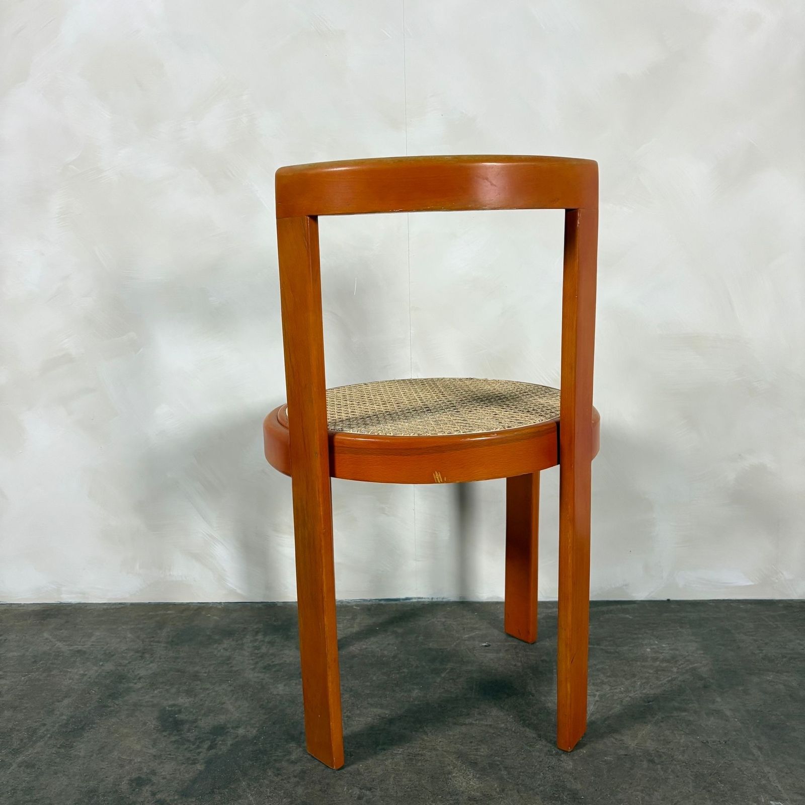 Mid Century Orange & Cane Bruno Rey Style Dining Chair Retro Mcm photo furniture