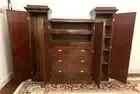 Large Antique Mahogany Wardrobe With Drawers, Shelves & Linen Press Sliders In Good Condition photo furniture