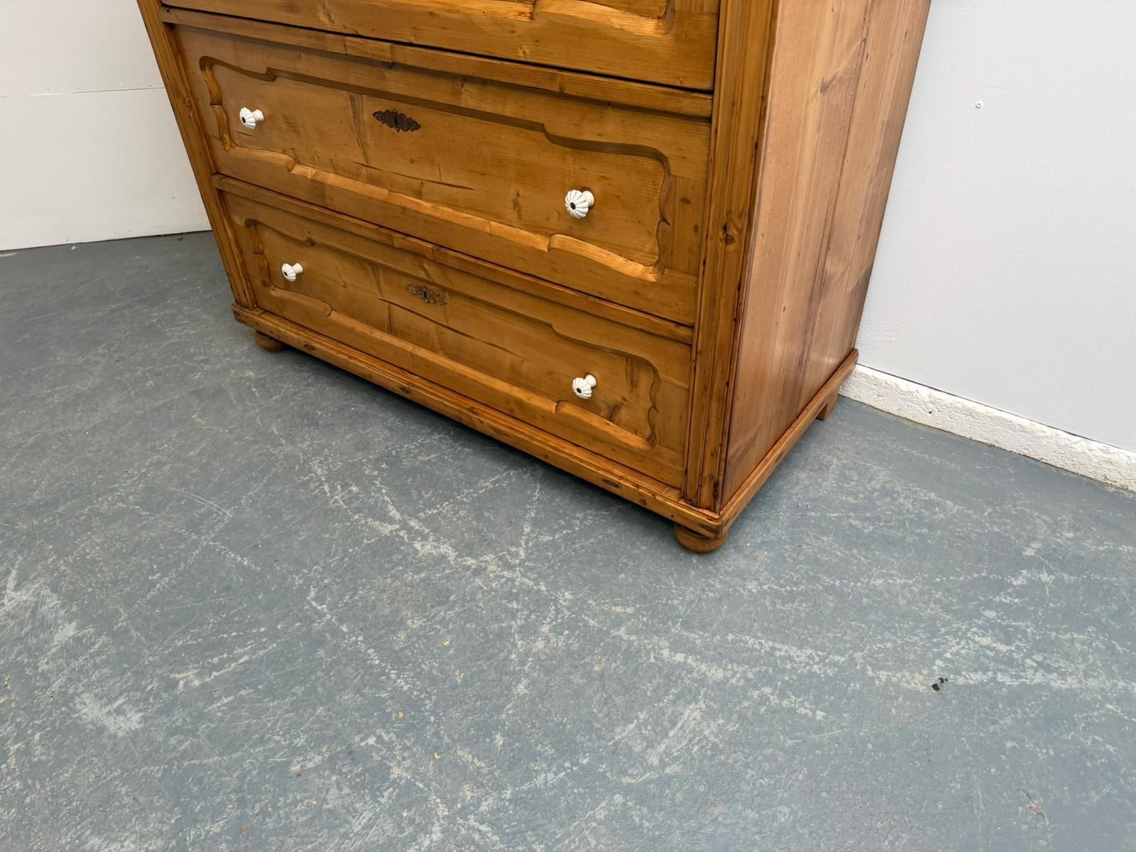 A Pretty Antique Pine Genuine Hungarian Waxed 3 Drawer Chest Of Drawers photo for sale