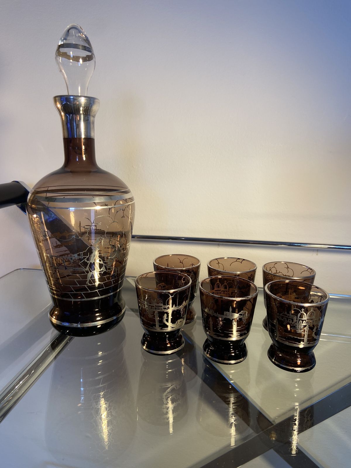 Vintage 50’s / 60’s Venetian Murano Decanter & 6 Glasses