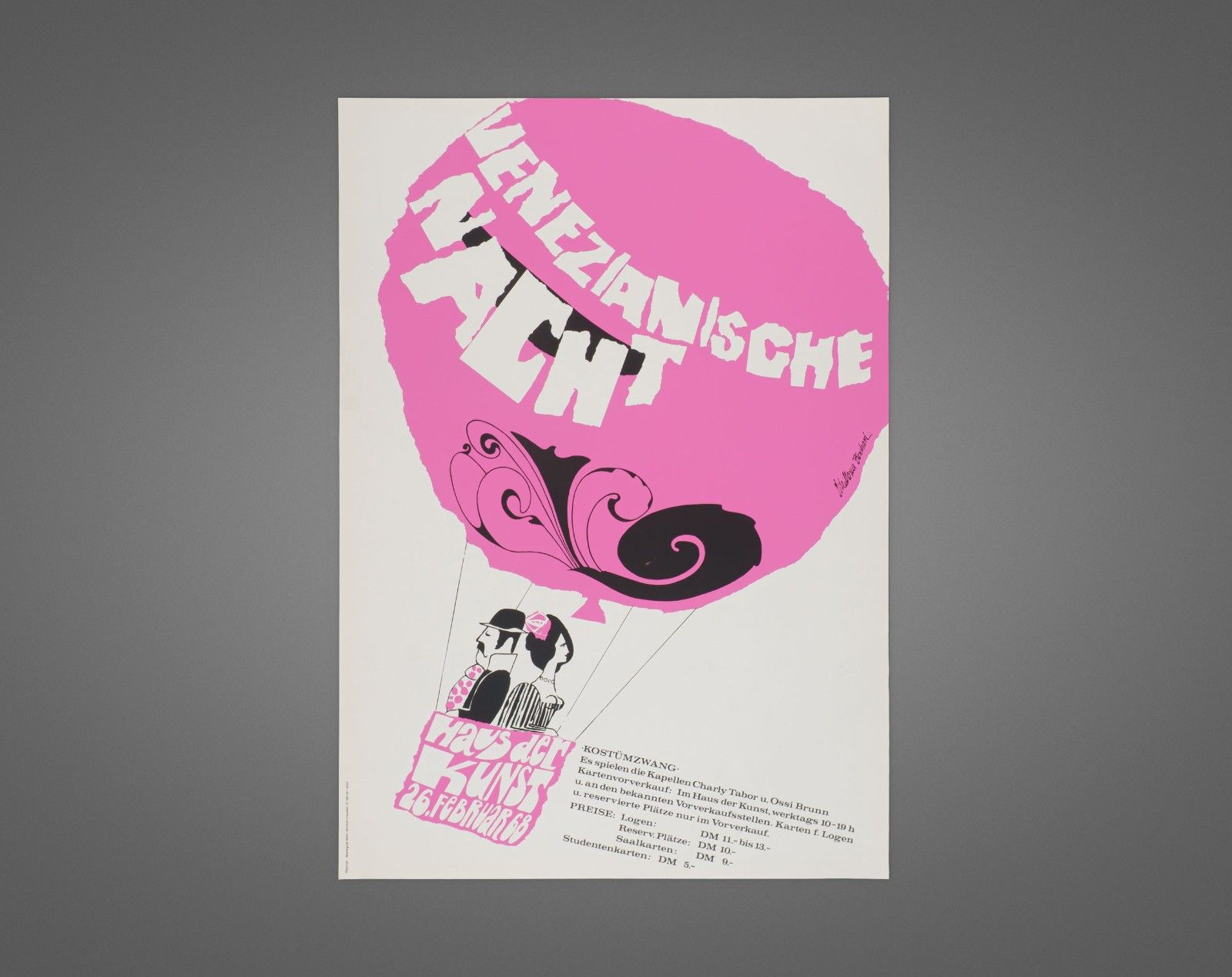 Original Vintage 1960s Haus Der Kunst Venetian Night Art Exhibition Poster