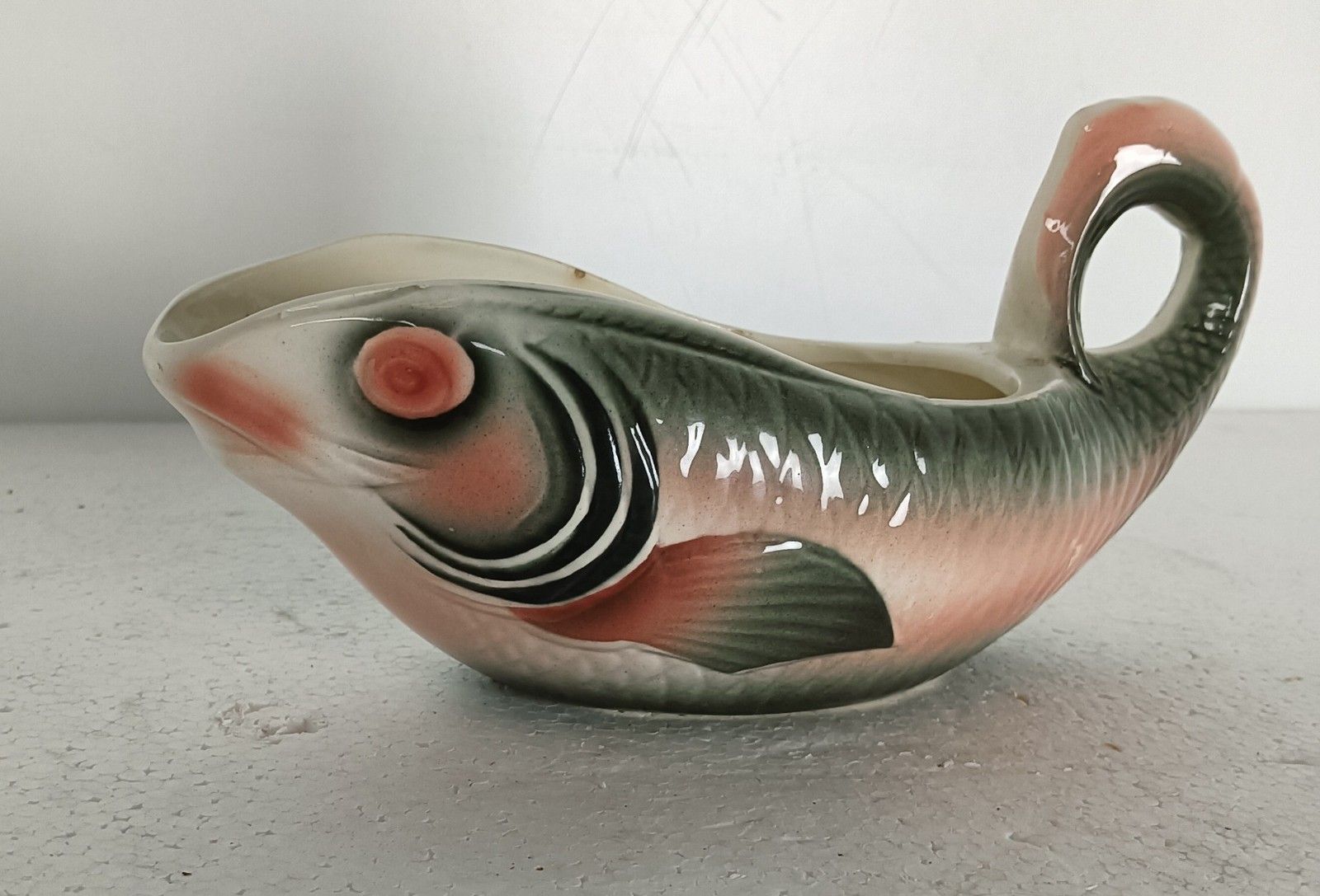 photo furniture Fish Gravy Boat Sauceboat  Antique Art Nouveau Digoin Sarreguemines France Marke