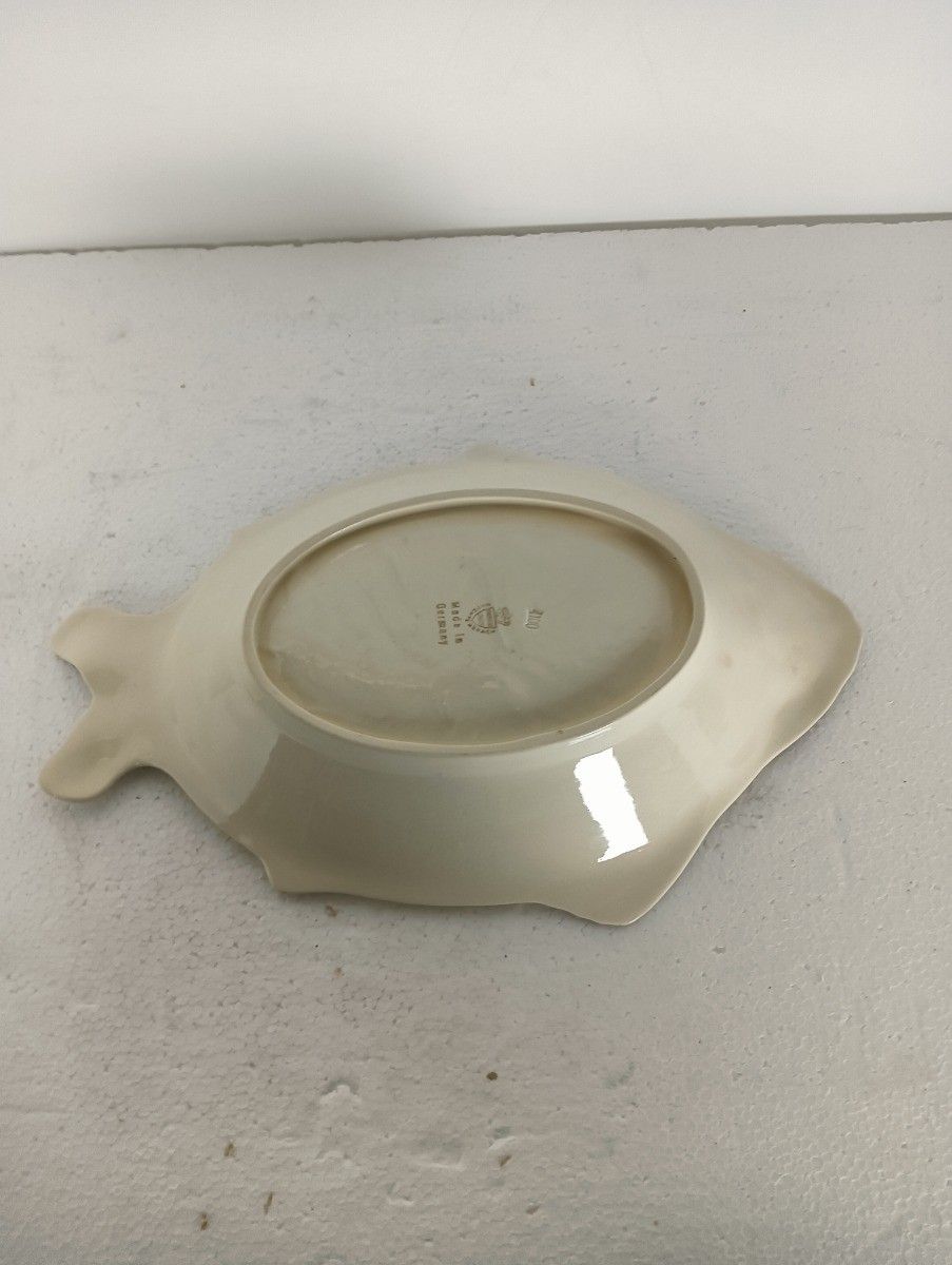 Albin Müller Design Antique Art Nouveau Fish Serving Tray Fish Shape Germany Wa photo buy