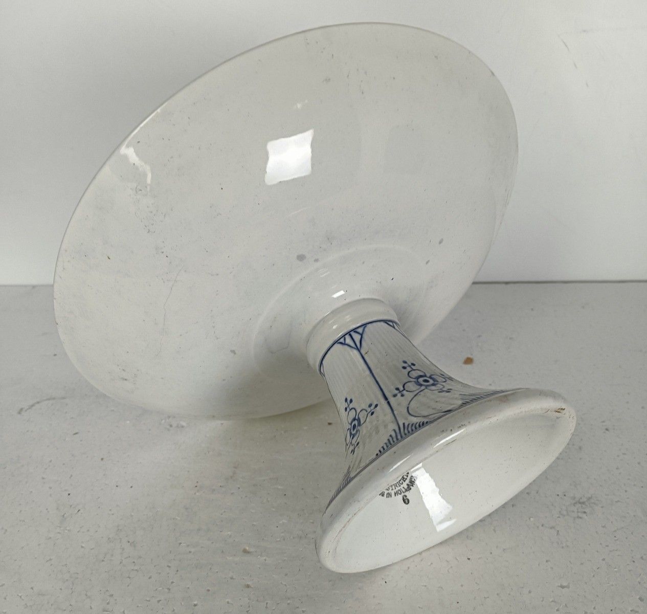 Antique Maastricht Holland Footed Cakestand Serving Dish  Marked Blue White Co photo furniture