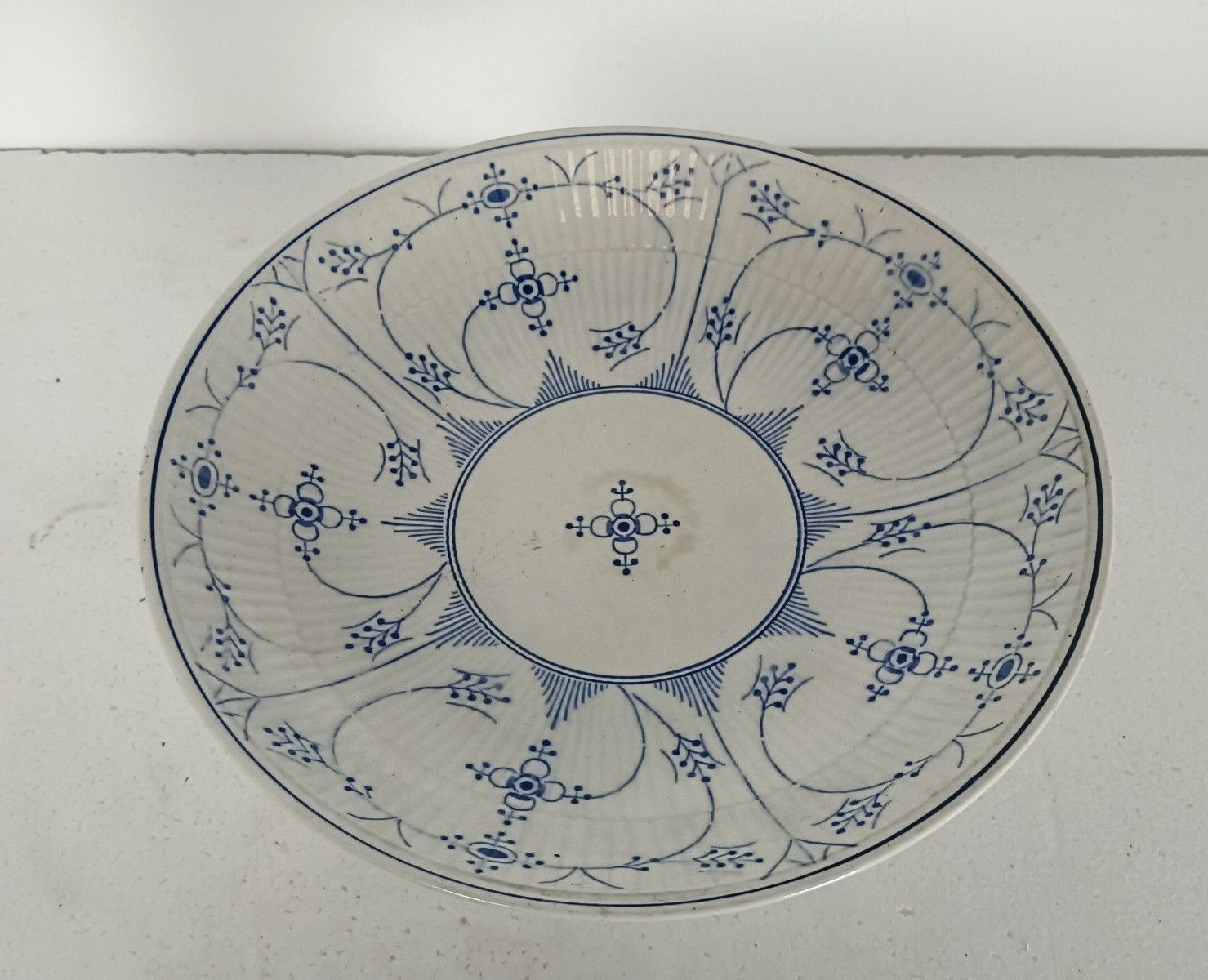 Antique Maastricht Holland Footed Cakestand Serving Dish  Marked Blue White Co photo vinterior