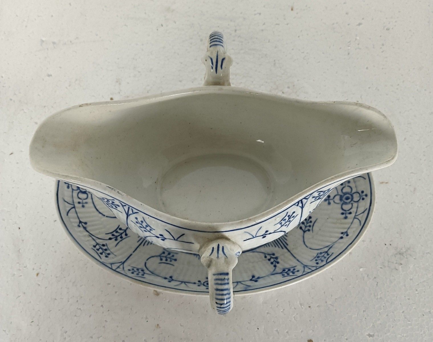 Maastricht Holland  Copenhague Motif Blue White Gravy Boat Sauce Boat Marked 20s photo 54.0