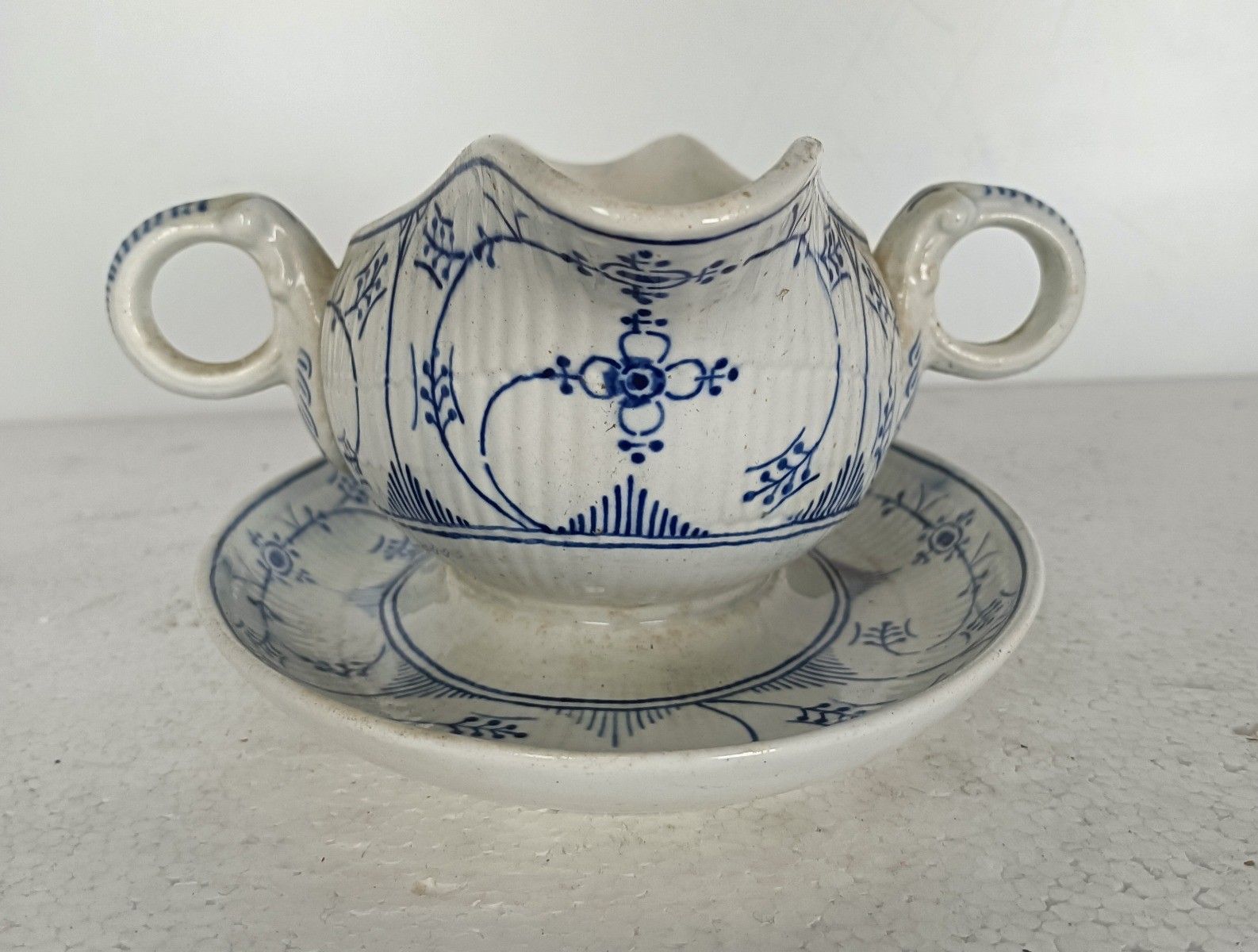 Maastricht Holland  Copenhague Motif Blue White Gravy Boat Sauce Boat Marked 20s photo buy