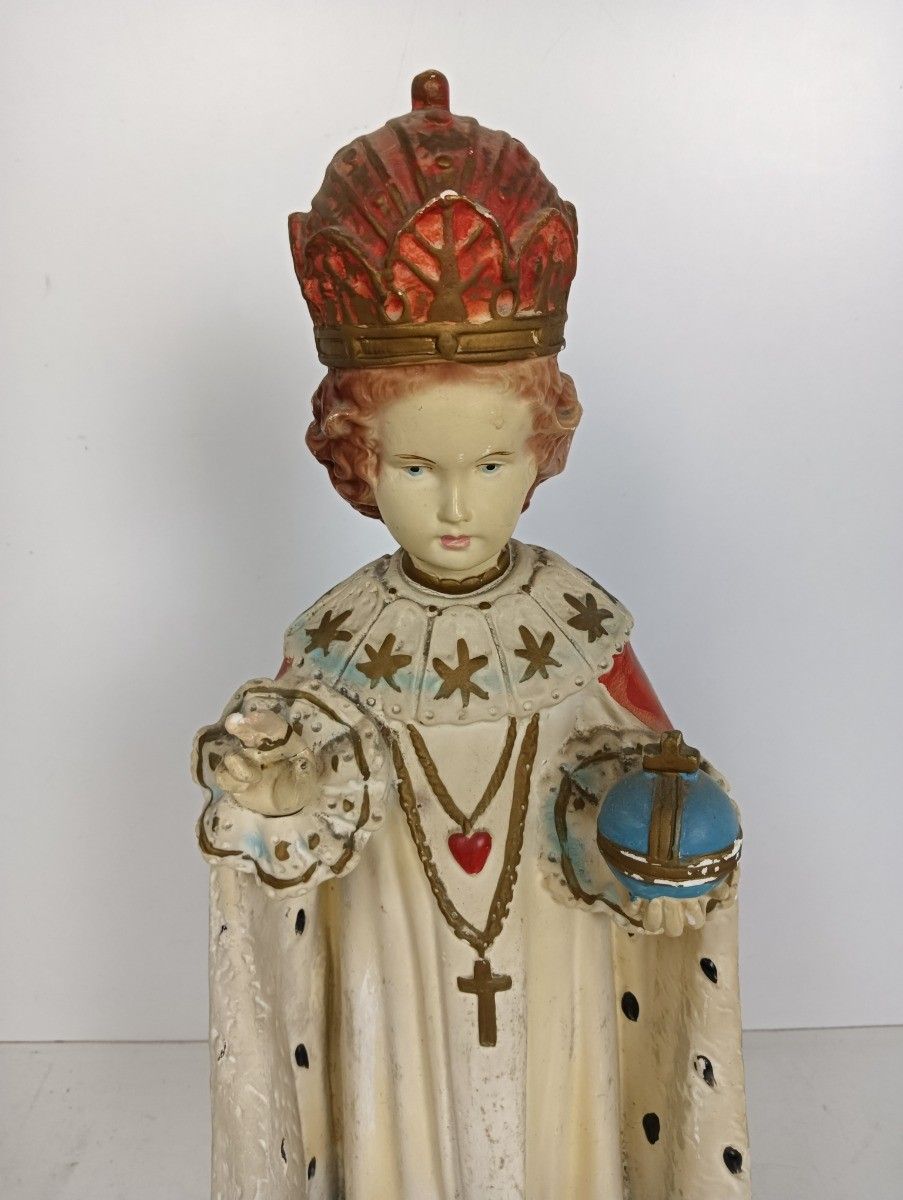 Xl Statue  Plaster Infant Of Prague Infant Jesus Santo Nino Hand Painted Chapel photo furniture
