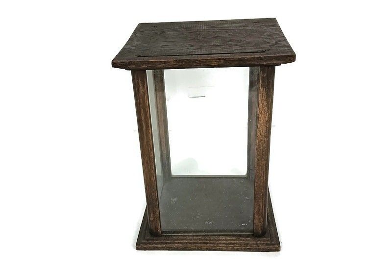 Antique Art Deco Vitrine Display Cabinet Wood Glass Rare Small