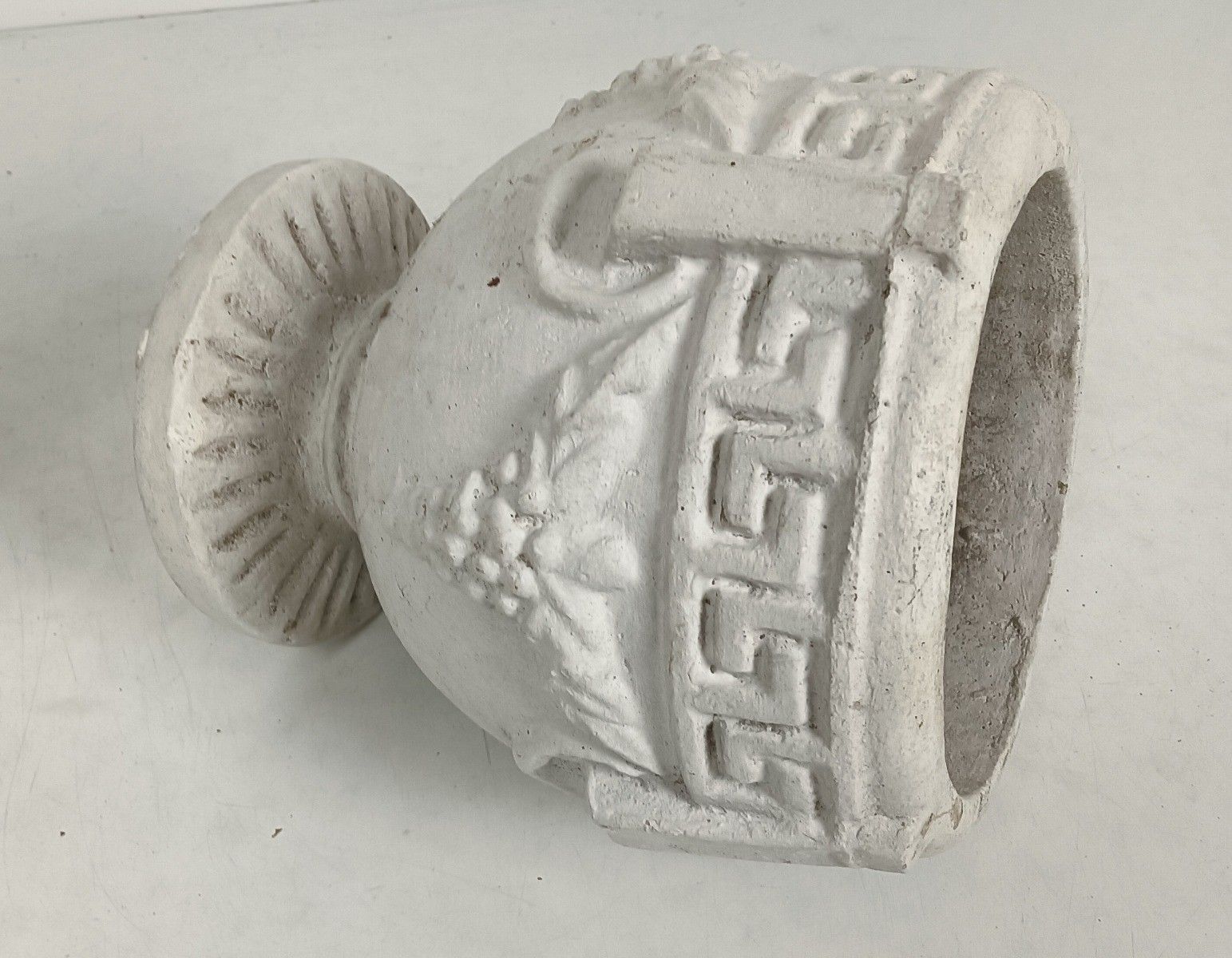 Pair Of Vintage Concrete Planters Greek Style Grapes Jardiniere Architectural Ur photo vintage