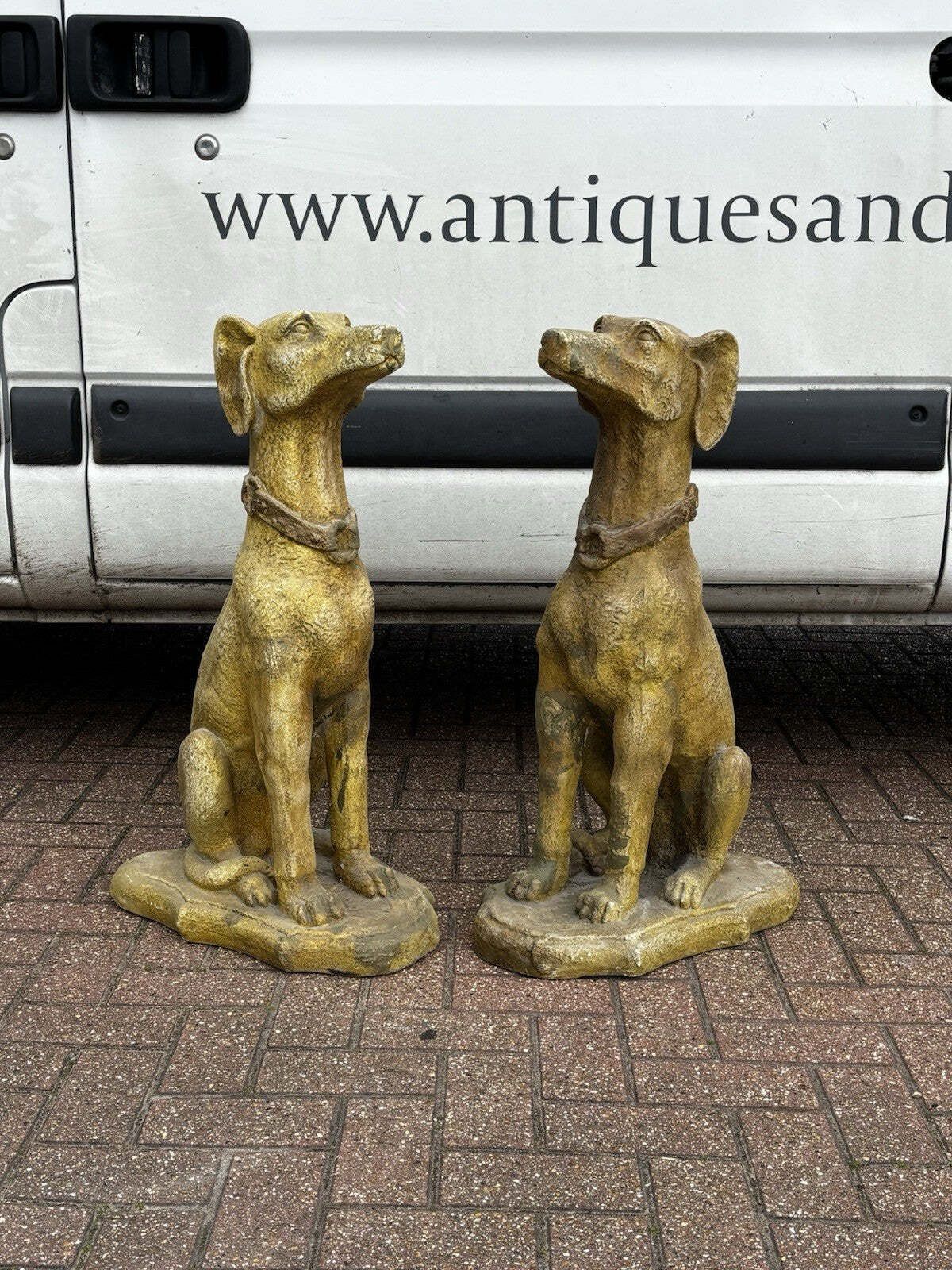 Life Size Pair Of Garden Dog Statues. photo furniture