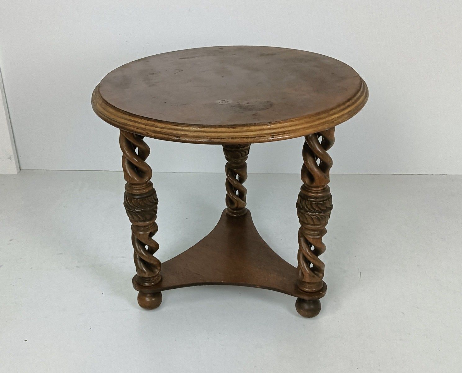 Open Barley Twist Wooden Side Display Coffee Table Pedestal Plant Stand Gorgeous photo for sale