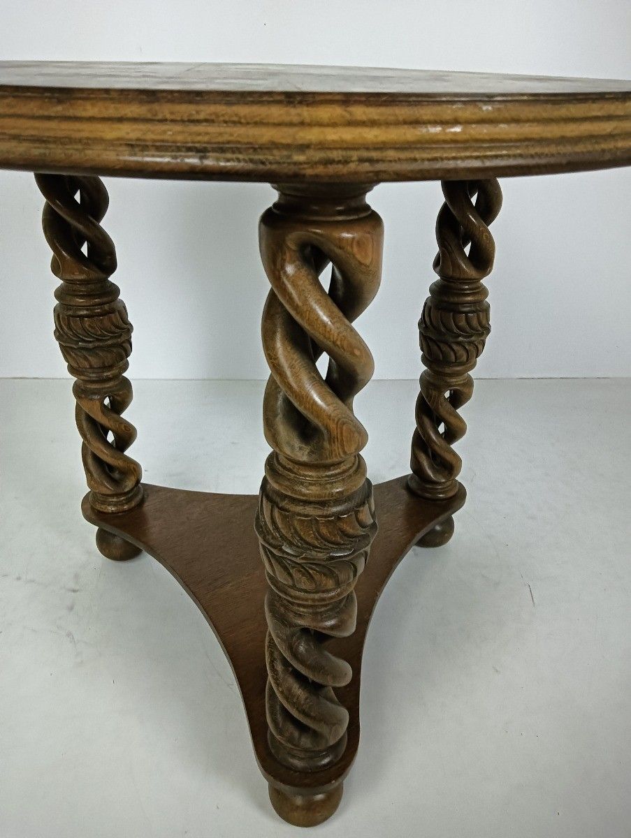 Open Barley Twist Wooden Side Display Coffee Table Pedestal Plant Stand Gorgeous photo buy