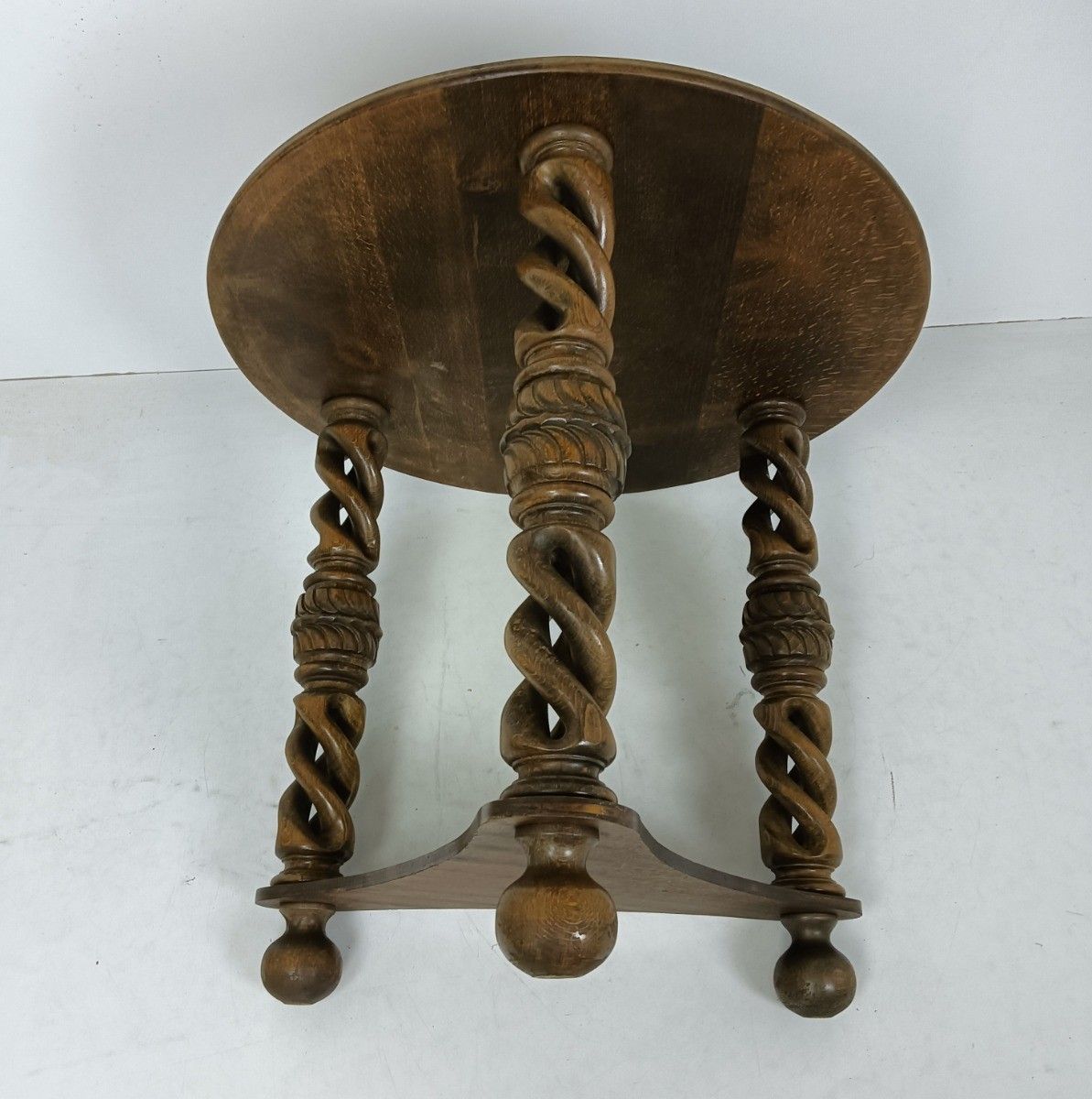 Open Barley Twist Wooden Side Display Coffee Table Pedestal Plant Stand Gorgeous photo vintage