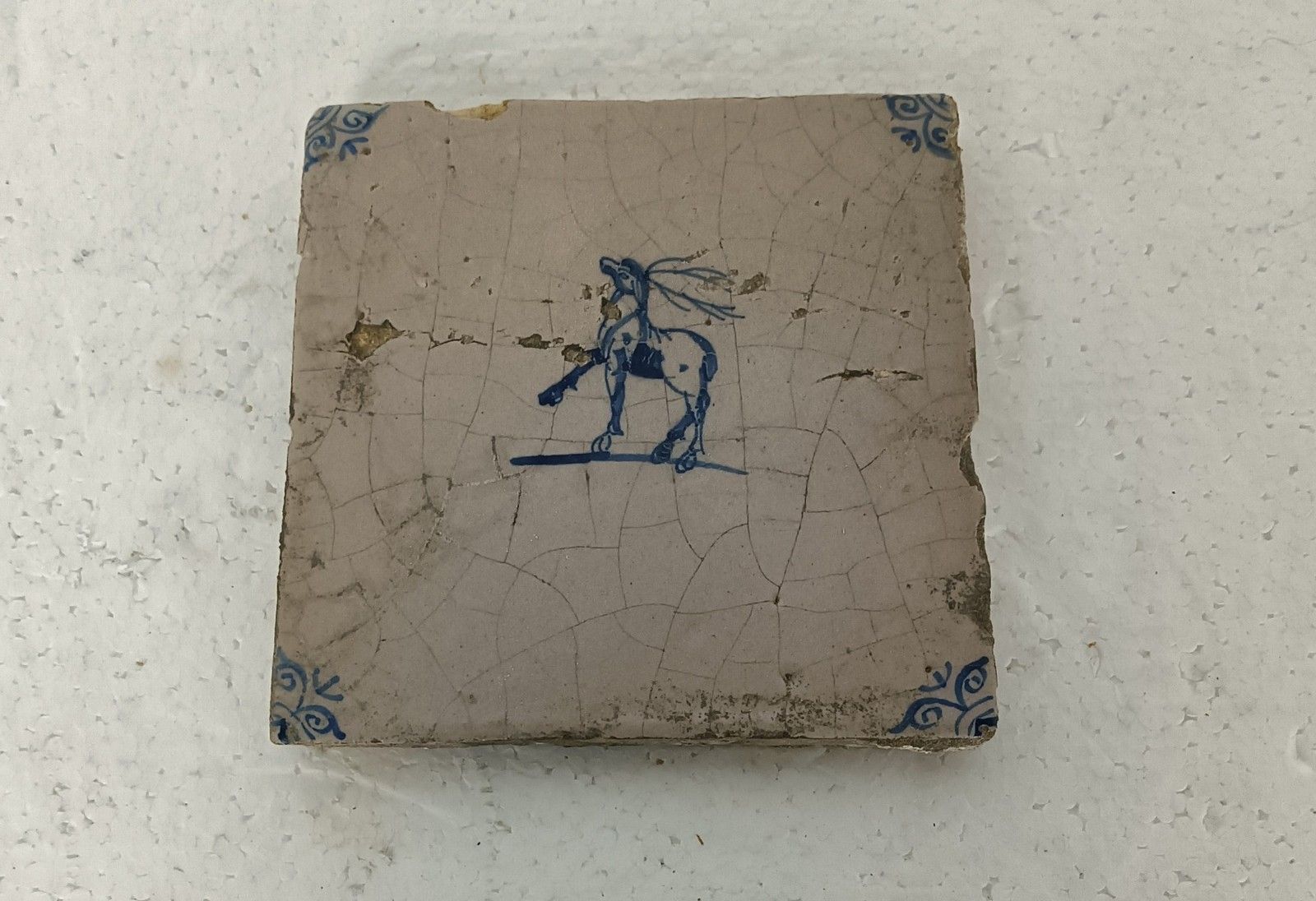 1800 Antique Delft Tile Dutch Decorative Candelabrum Deer Blue White Htf photo 64.0