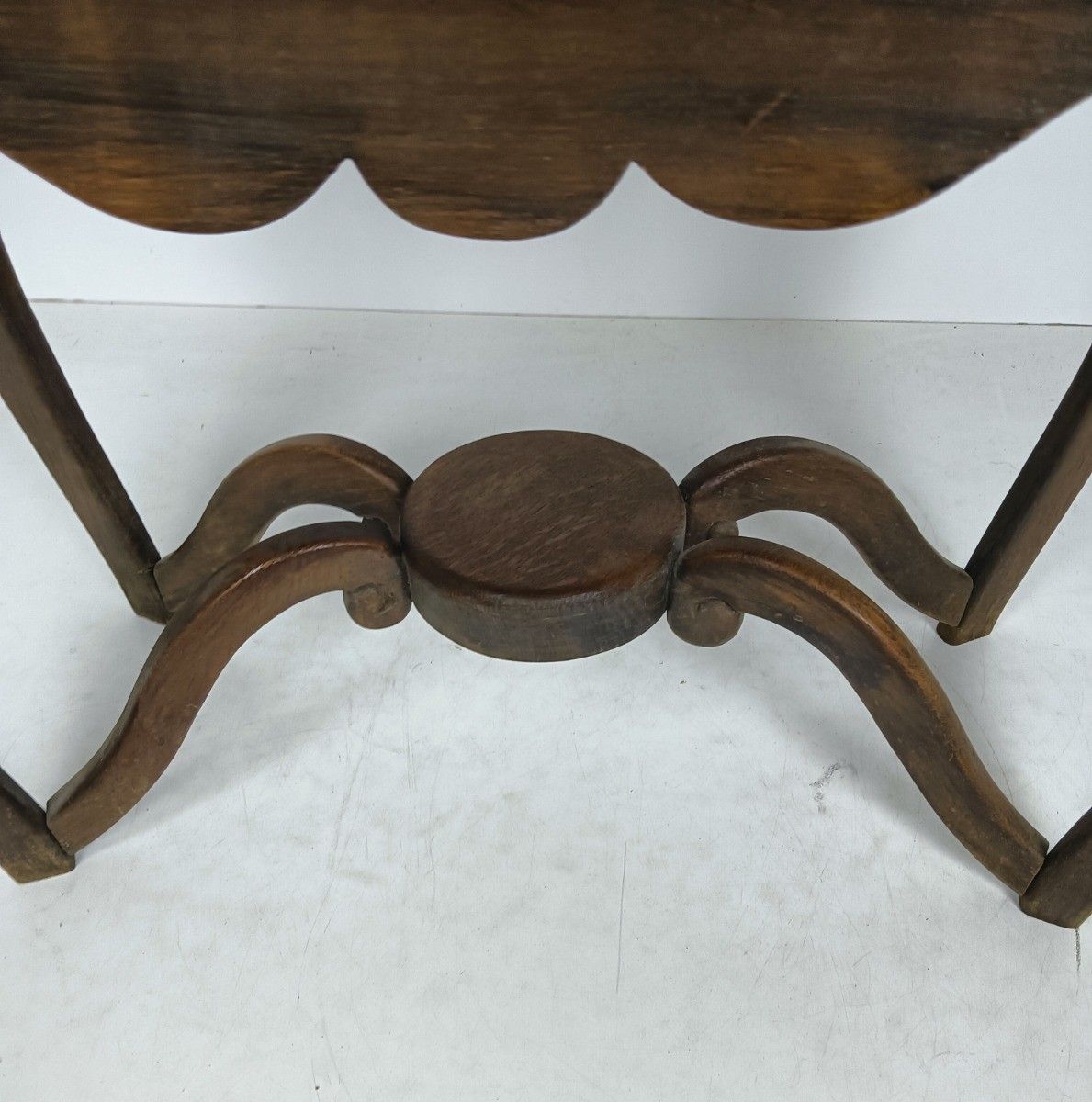 Antique Small Side Coffee Occasional Table Carved Wood Barn Farmhouse Style photo furniture
