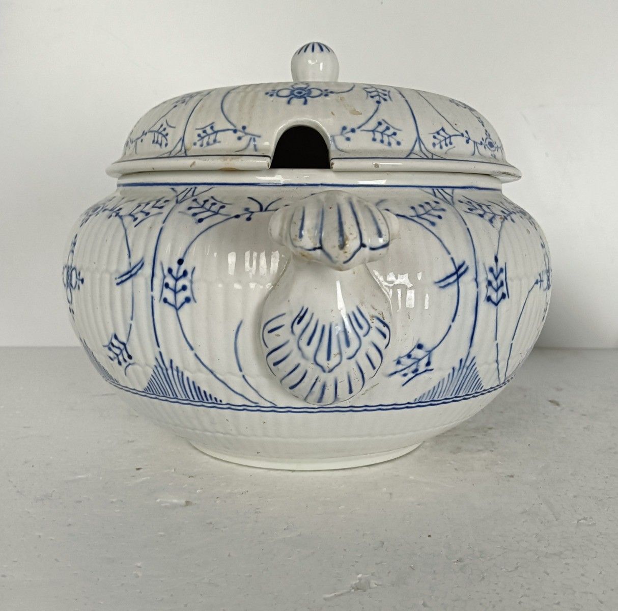 Antique Boch Maastricht Soup Tureen Dish With Ladle Marked Copenhagen Motive photo buy