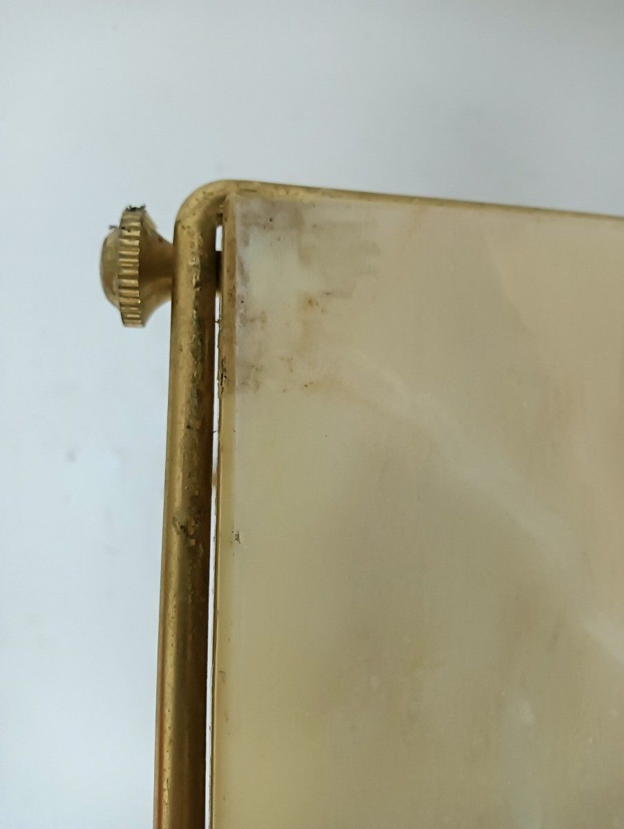 Small Brass Marble Pedestal Plant Stand Side End Table Hollywood Regency Vinta photo for sale