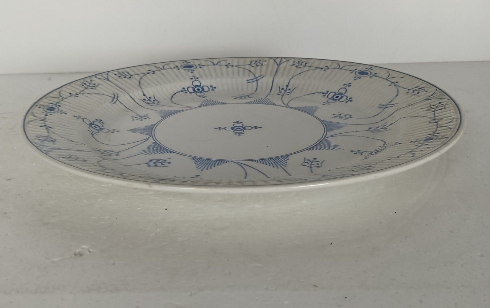Antique Boch Maastricht Large  Dish Serving  Marked Copenhagen Motive Blue White photo for sale
